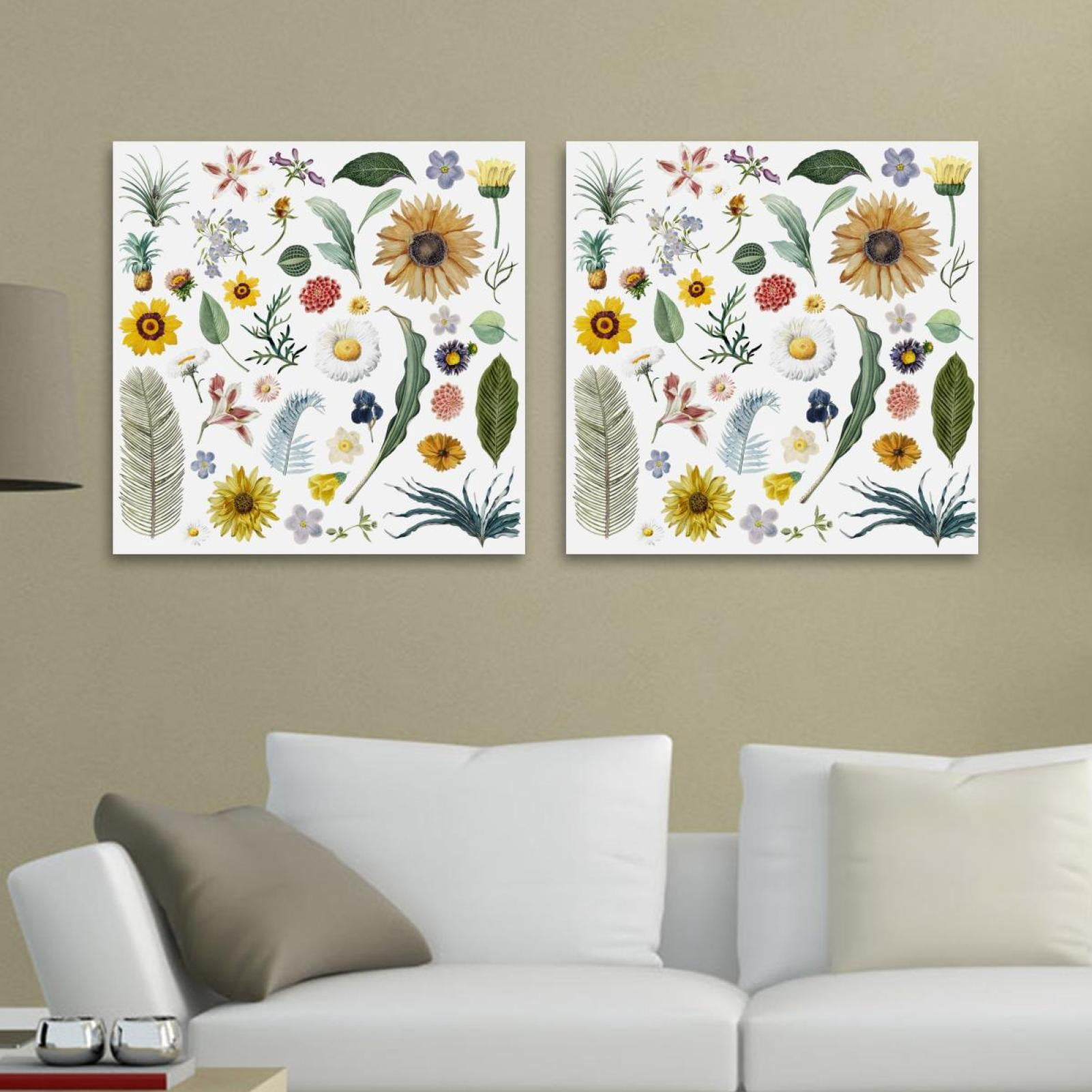 OWNSERIES Floral Pattern Sunflower Pattern 2PC Canvas Wall Art ...