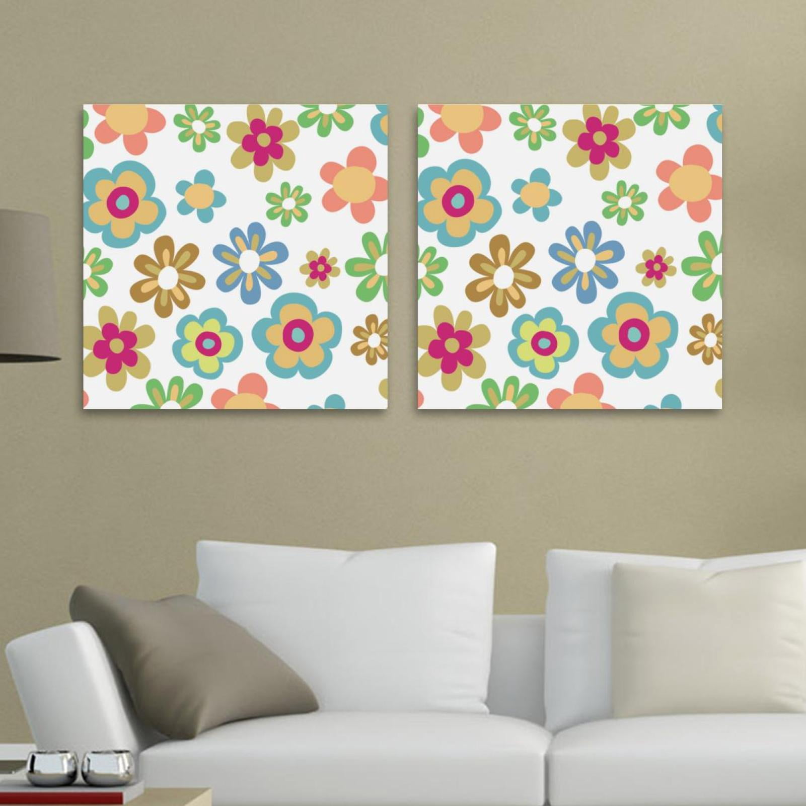 OWNSERIES Flower Bloom Pattern 2PC Canvas Wall Art Paintings for Living ...