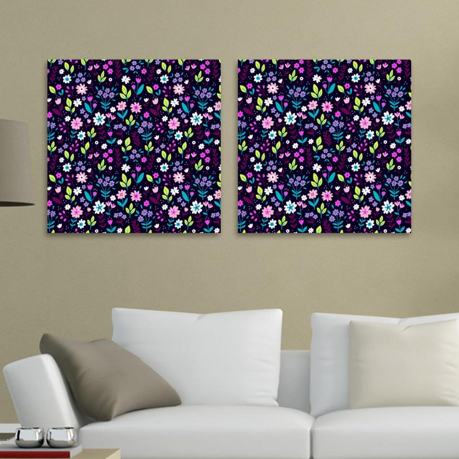 OWNSERIES Flower Purple Pattern 2PC Canvas Wall Art Paintings for ...