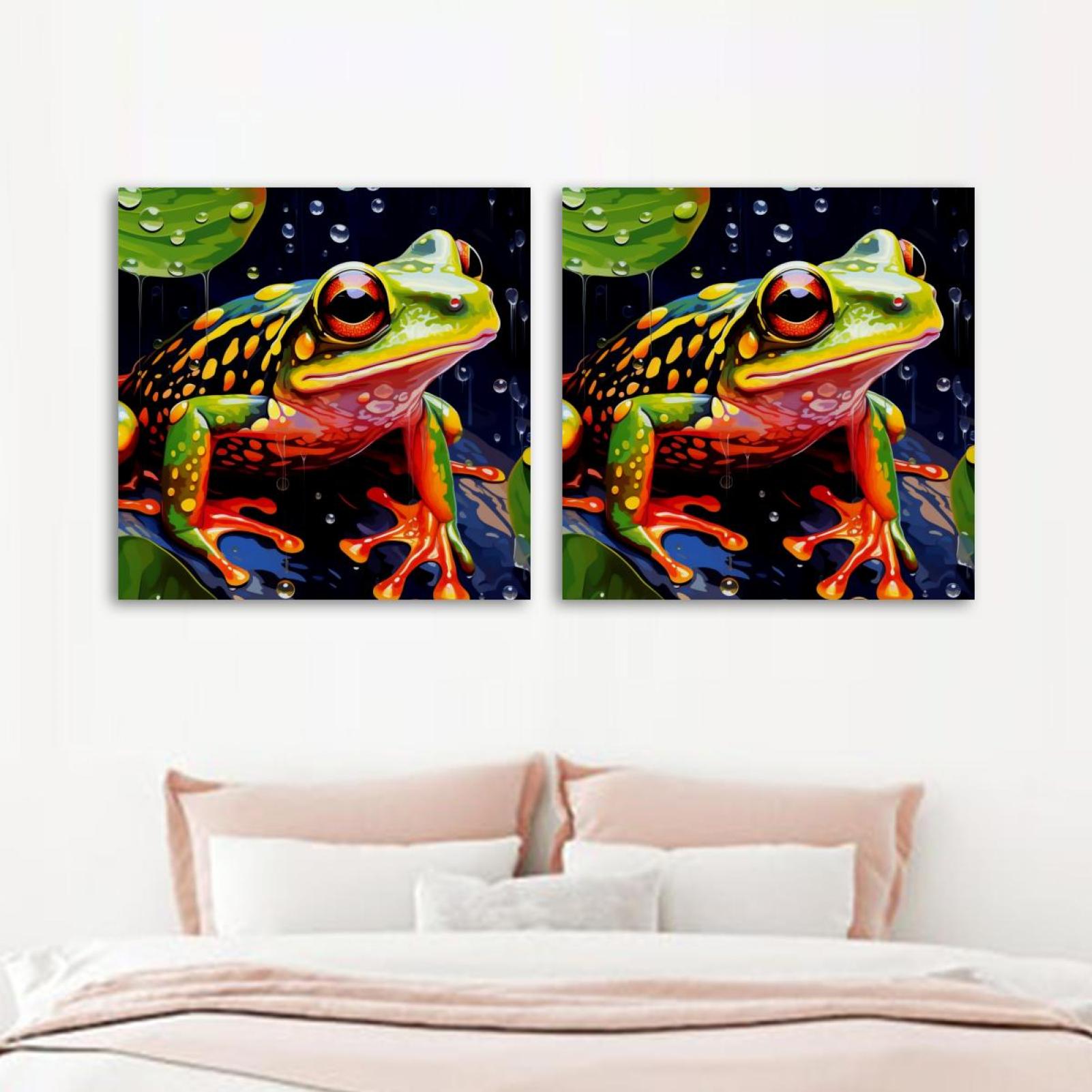 OWNSERIES Frog Pattern Pattern 2PC Canvas Wall Art Paintings for Living ...