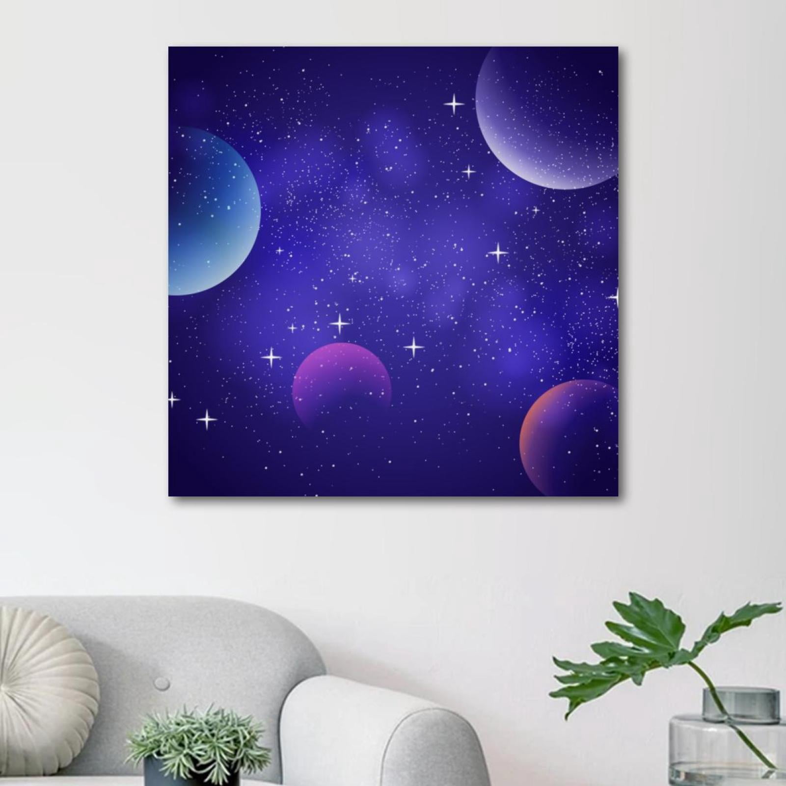 OWNSERIES Galaxy Purple Starry Sky Pattern Canvas Wall Art Paintings ...