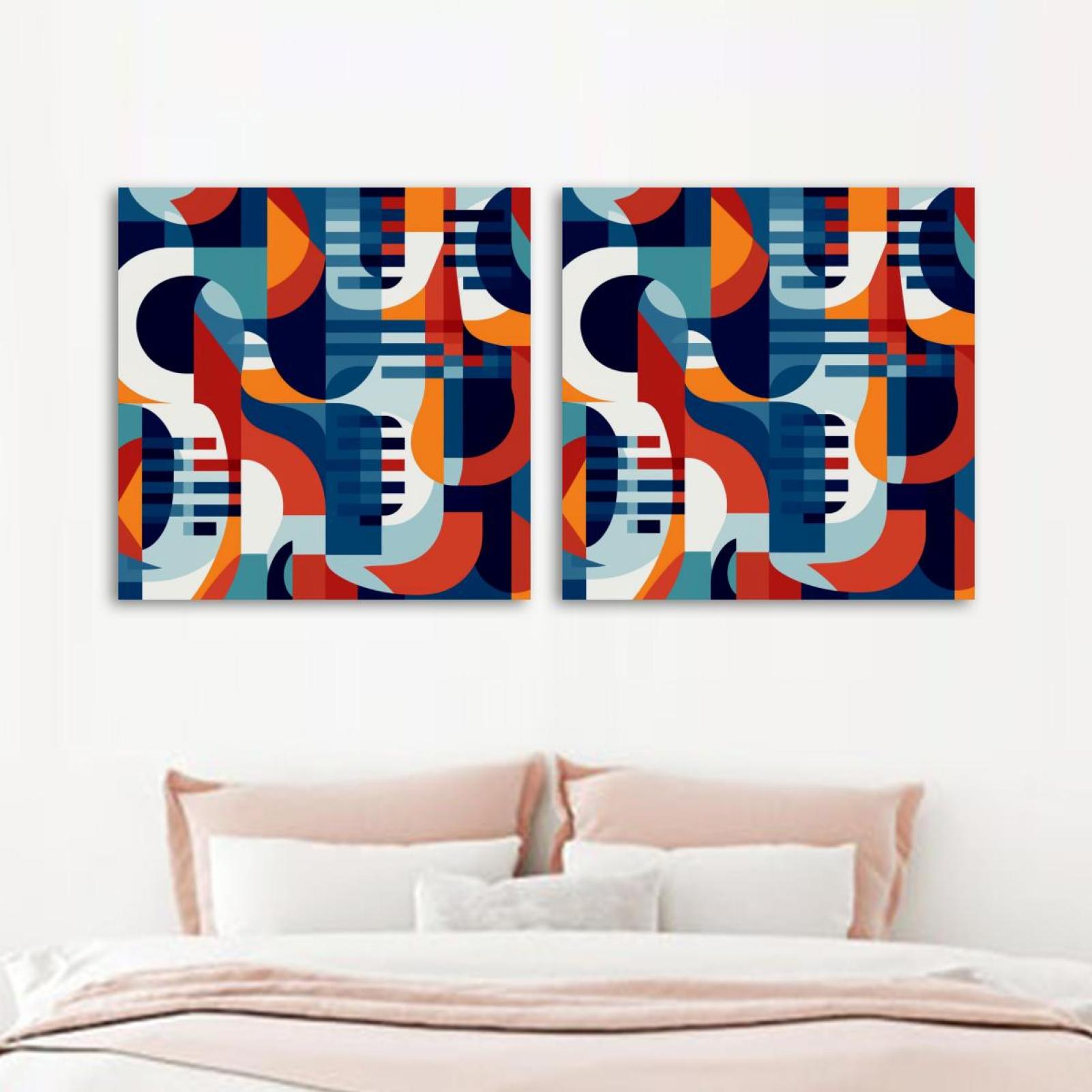 OWNSERIES Geometric Cube Pattern 2PC Canvas Wall Art Paintings for ...