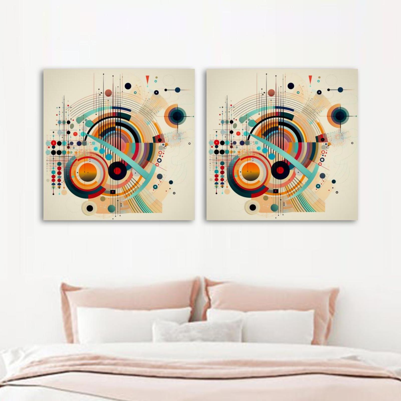 OWNSERIES Geometric Cube Pattern 2PC Canvas Wall Art Paintings for ...