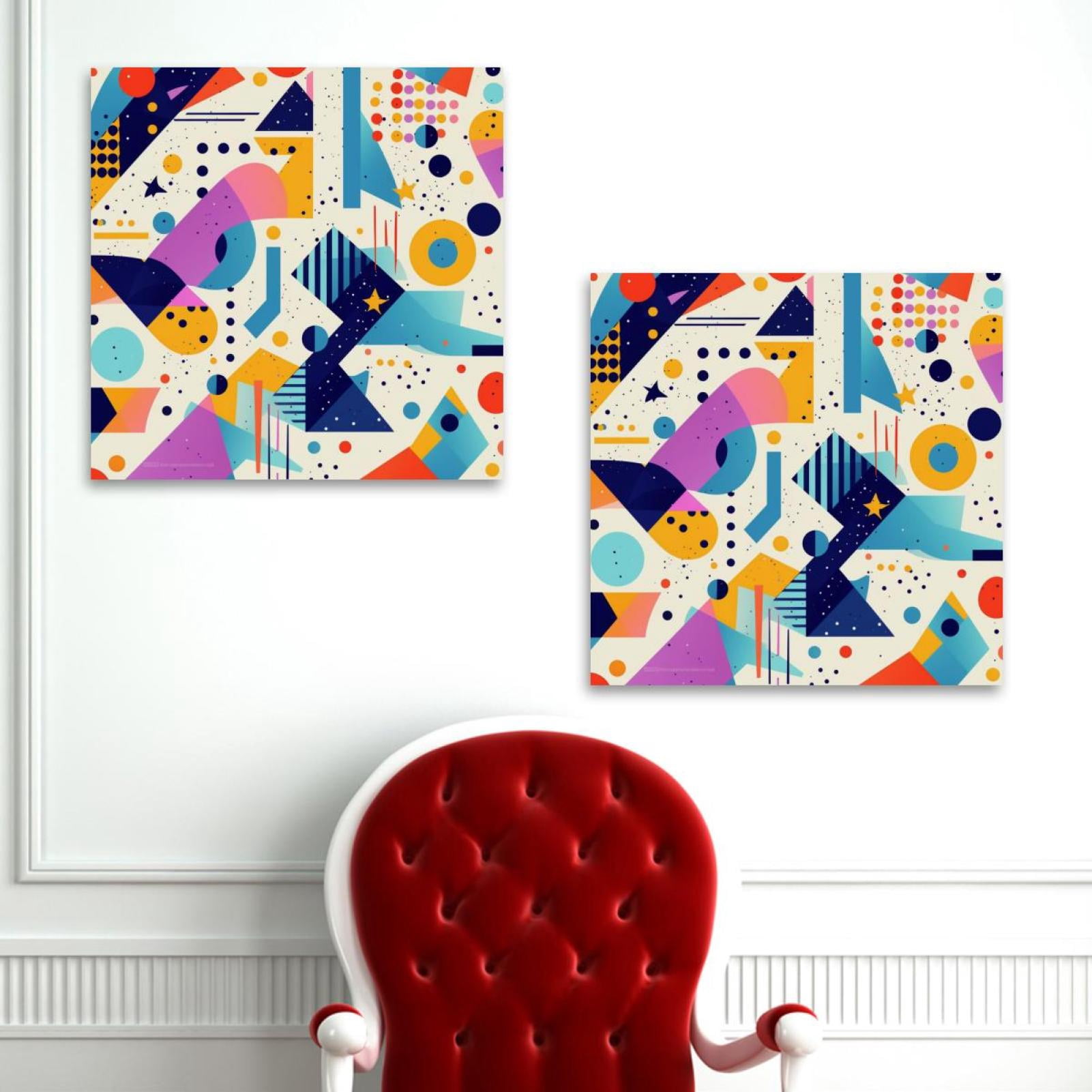 OWNSERIES Geometric Cube Pattern 2PC Canvas Wall Art Paintings for ...