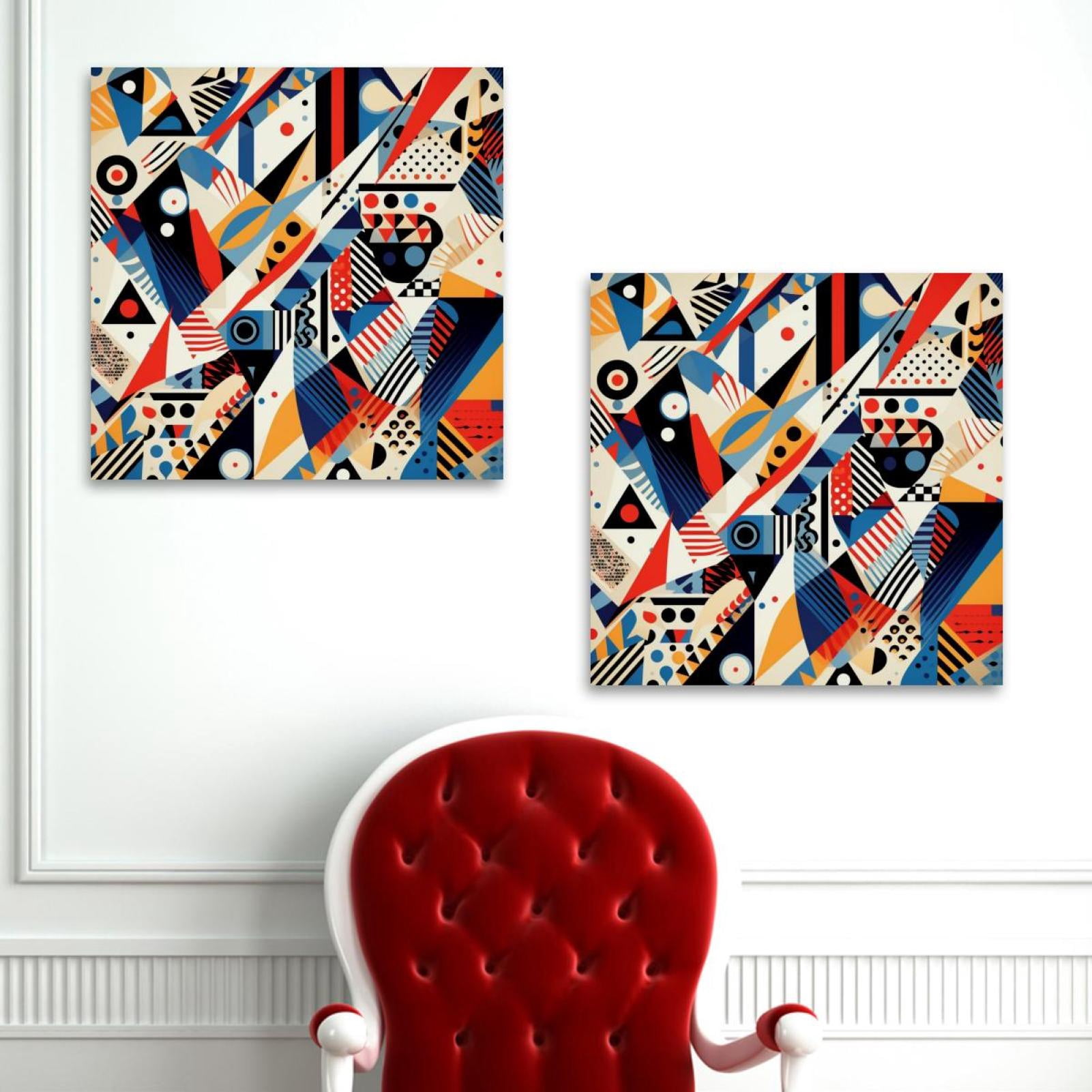 OWNSERIES Geometric Cube Pattern 2PC Canvas Wall Art Paintings for ...