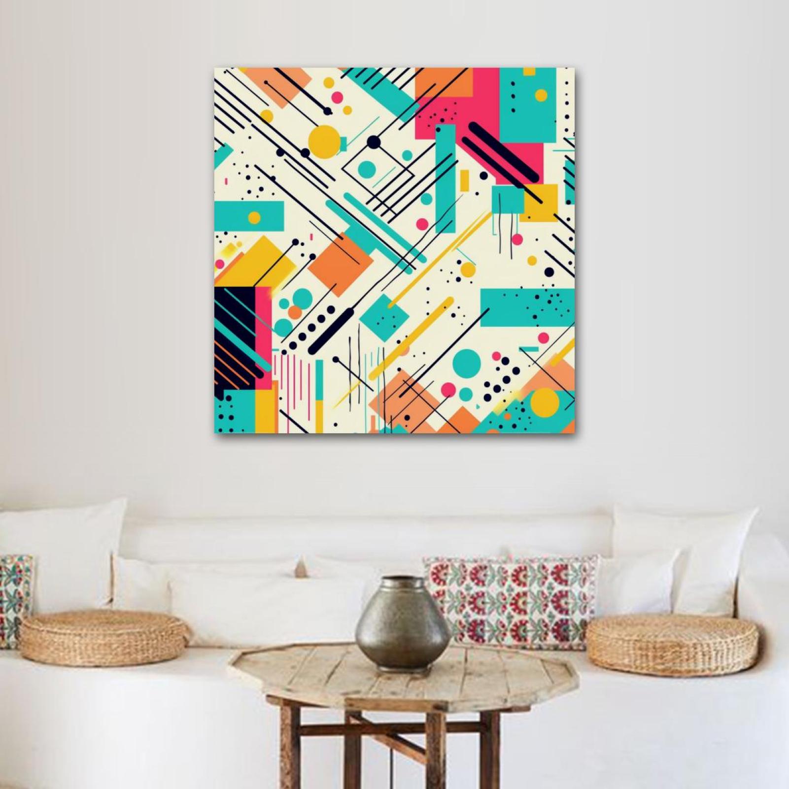 OWNSERIES Geometric Cube Pattern Canvas Wall Art Paintings for Living ...