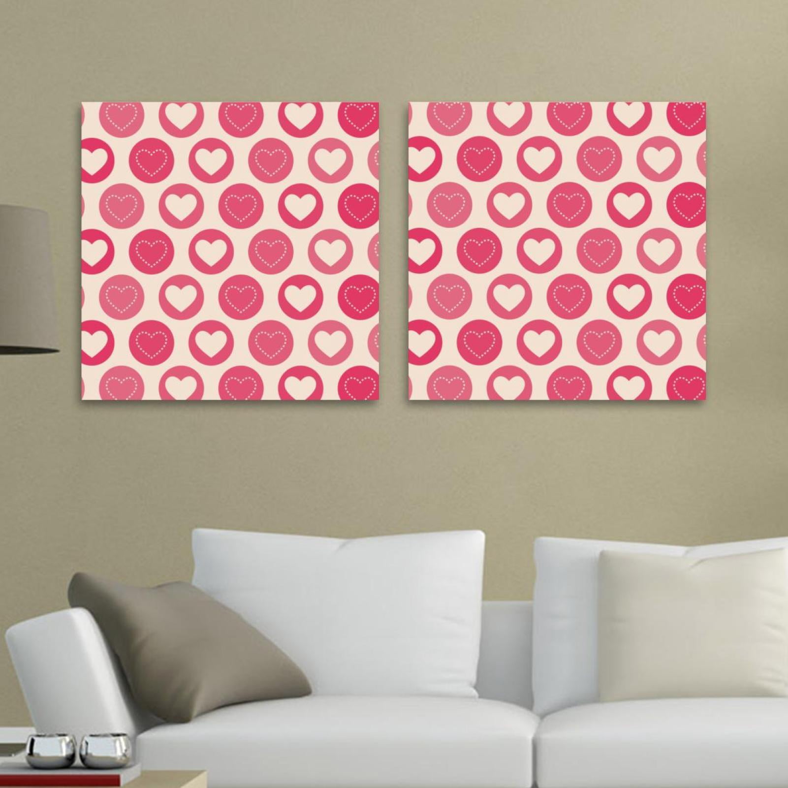 OWNSERIES Geometric Hearts Pattern 2PC Canvas Wall Art Paintings for ...