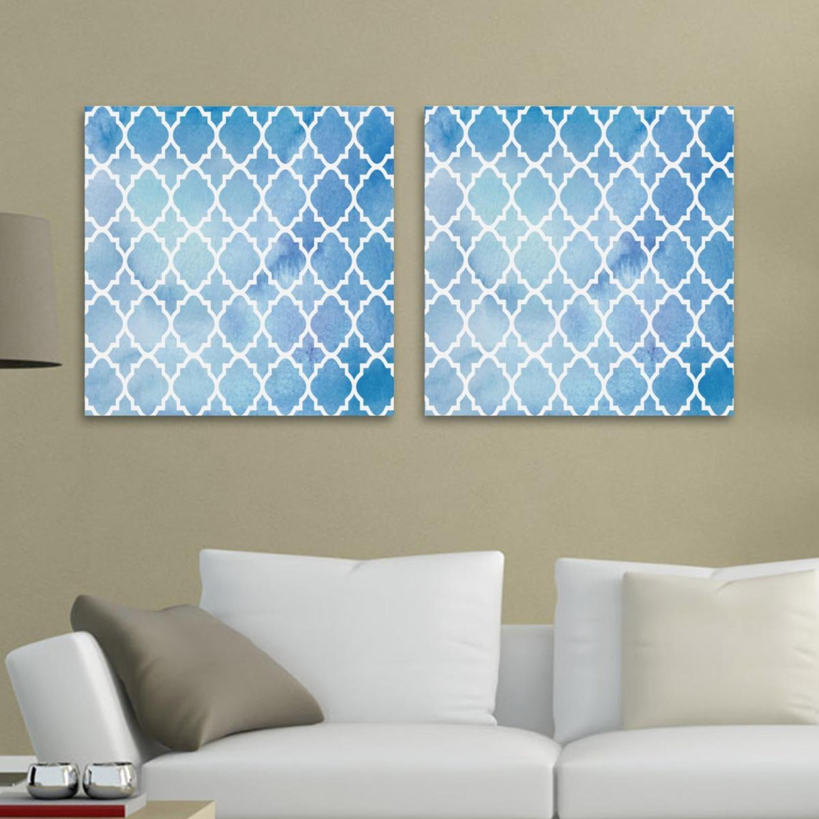 OWNSERIES Geometric Mosaic Pattern Blue Pattern 2PC Canvas Wall Art ...