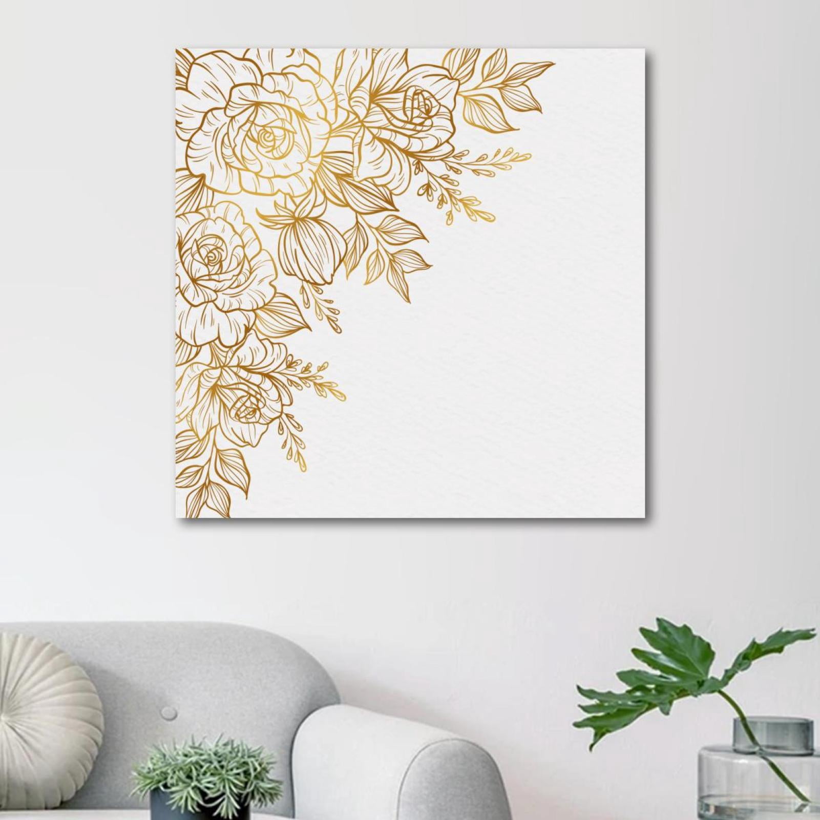 OWNSERIES Golden Floral Pattern-01 Pattern Canvas Wall Art Paintings ...