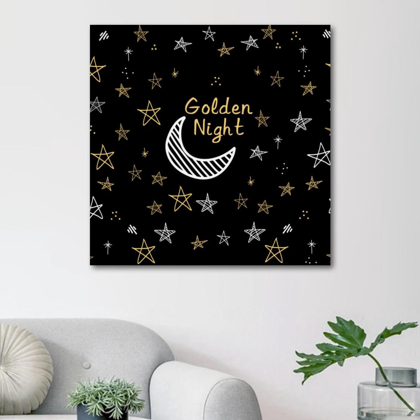 OWNSERIES Golden Night Stars Pattern-01 Pattern Canvas Wall Art ...