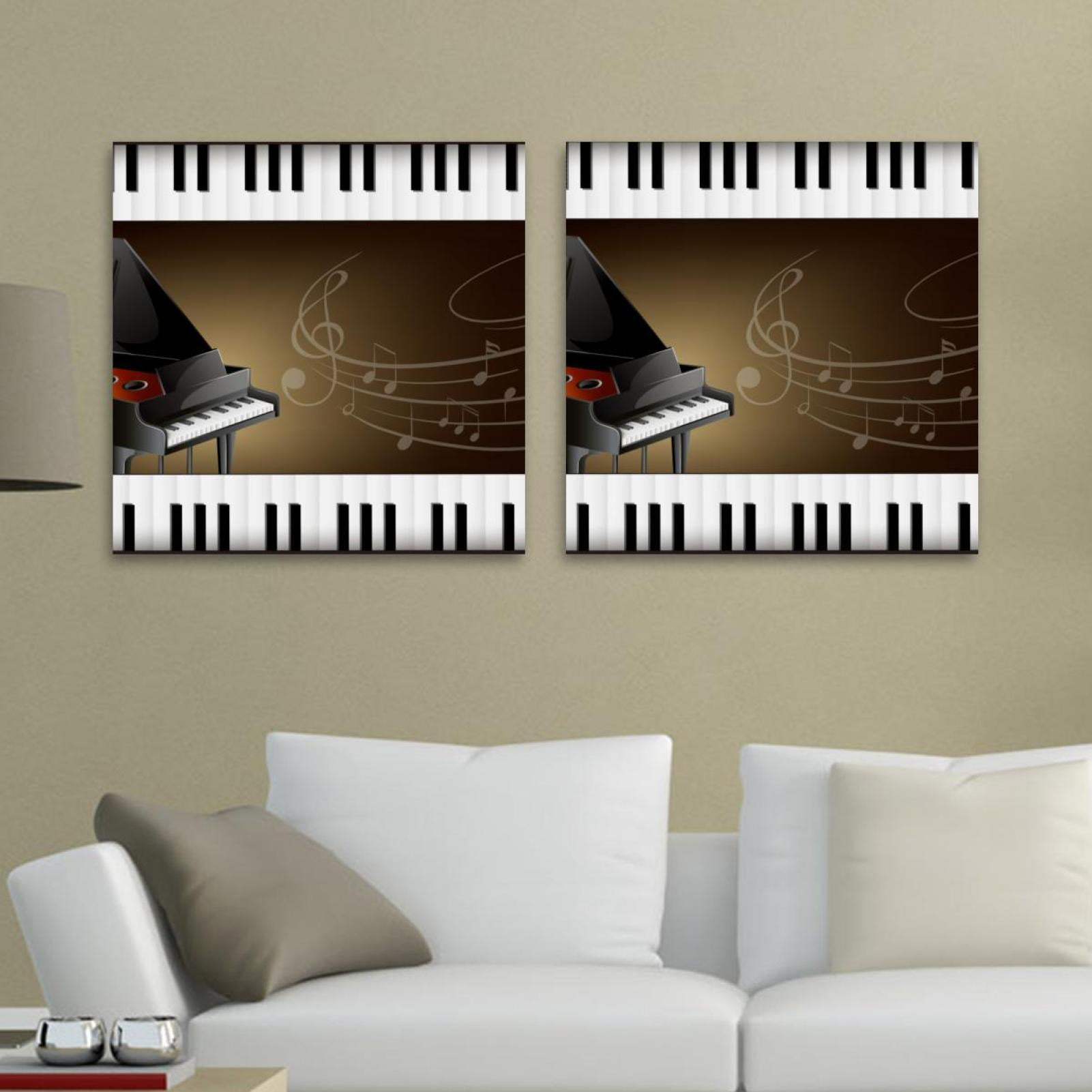 OWNSERIES Grand Piano with Keyboards and Musicnotes Pattern 2PC Canvas