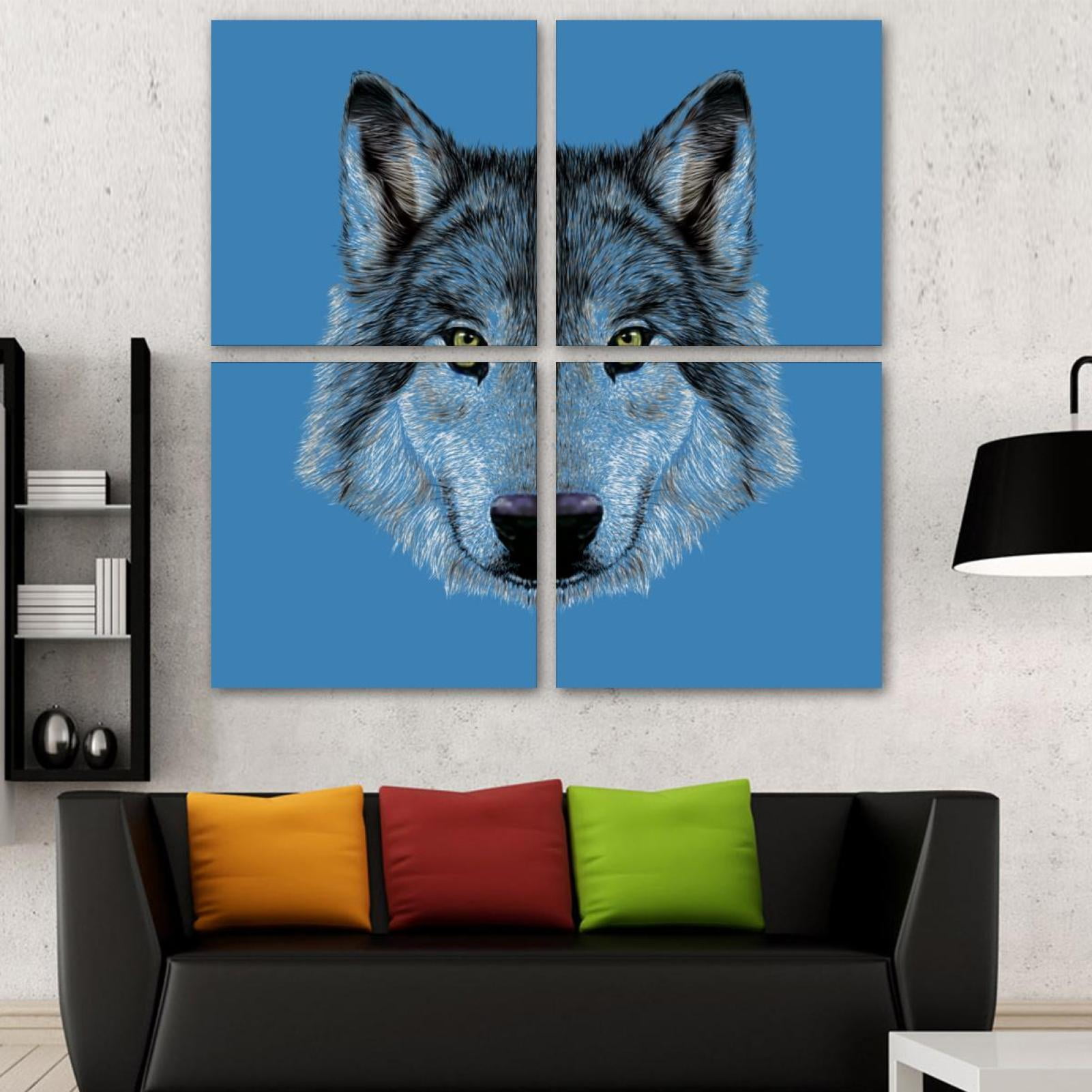 OWNSERIES Gray Wolf Pattern 4PC Frameless Canvas Wall Art Paintings for ...
