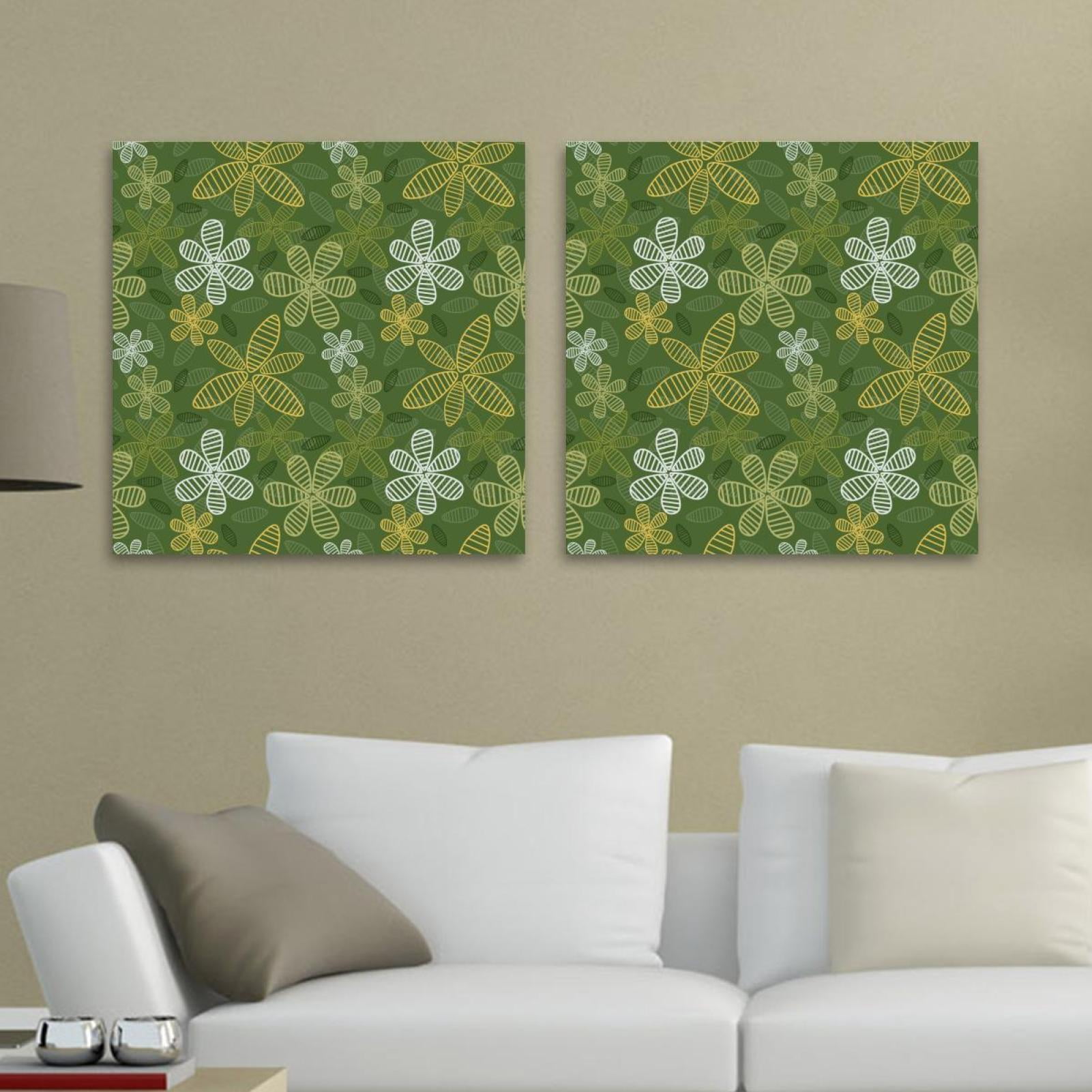 OWNSERIES Green Flower Floral Pattern 2PC Canvas Wall Art Paintings for ...
