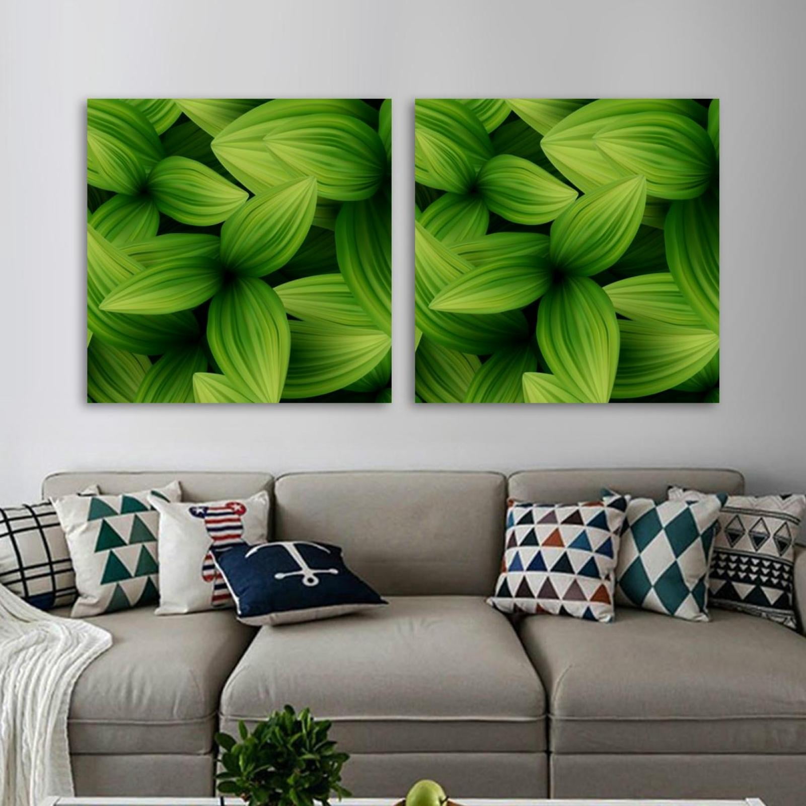 OWNSERIES Green Tropical Leaves Pattern 3 Pattern 2PC Canvas Wall Art ...