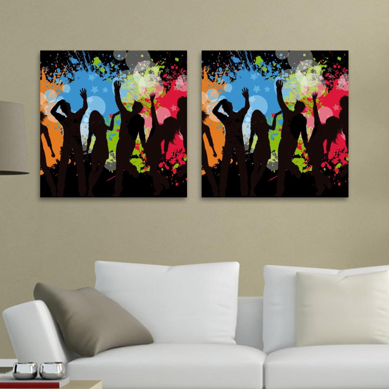 OWNSERIES Grunge Party Crowd Background Pattern 2PC Canvas Wall Art ...
