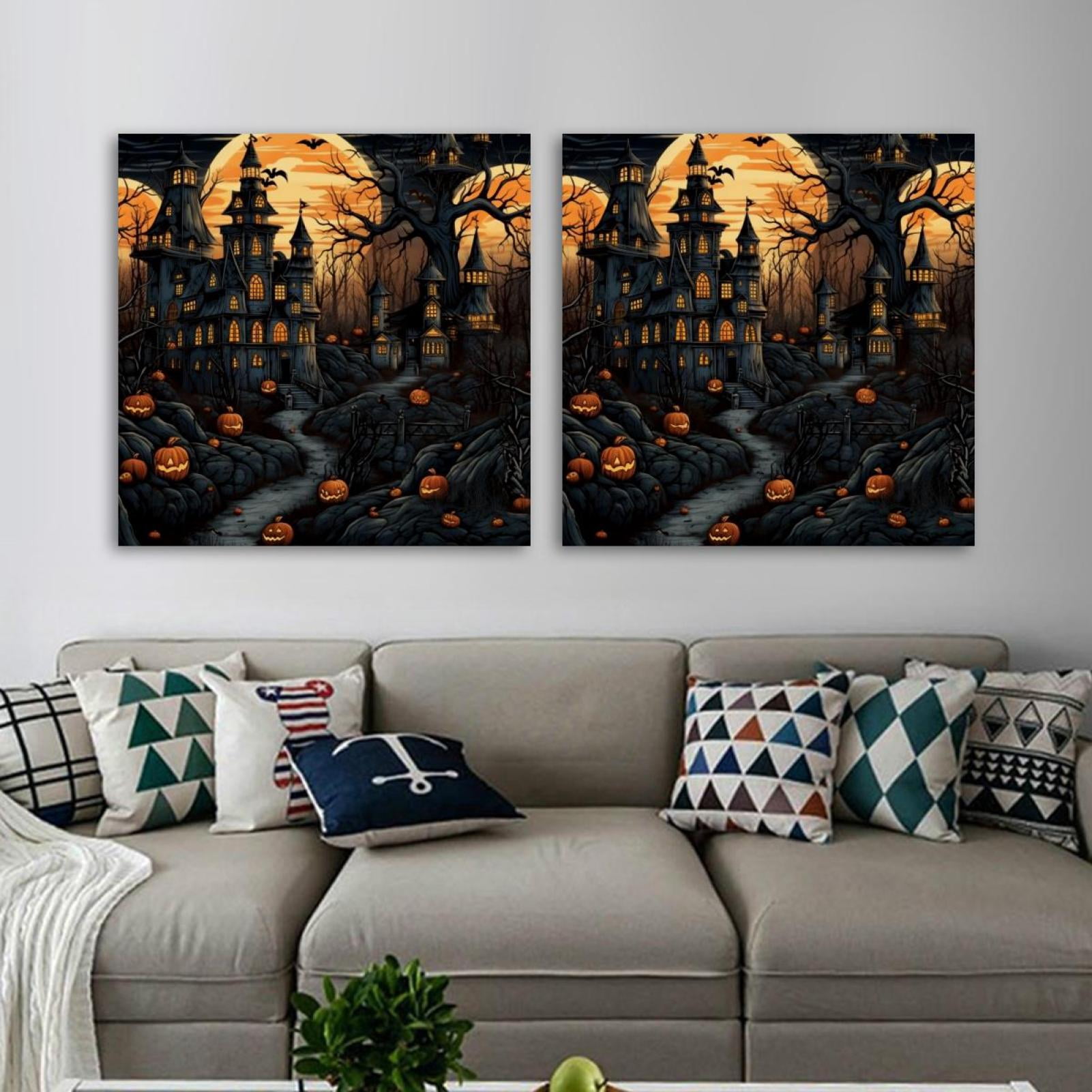 OWNSERIES Halloween Castle Pattern 2PC Canvas Wall Art Paintings for ...