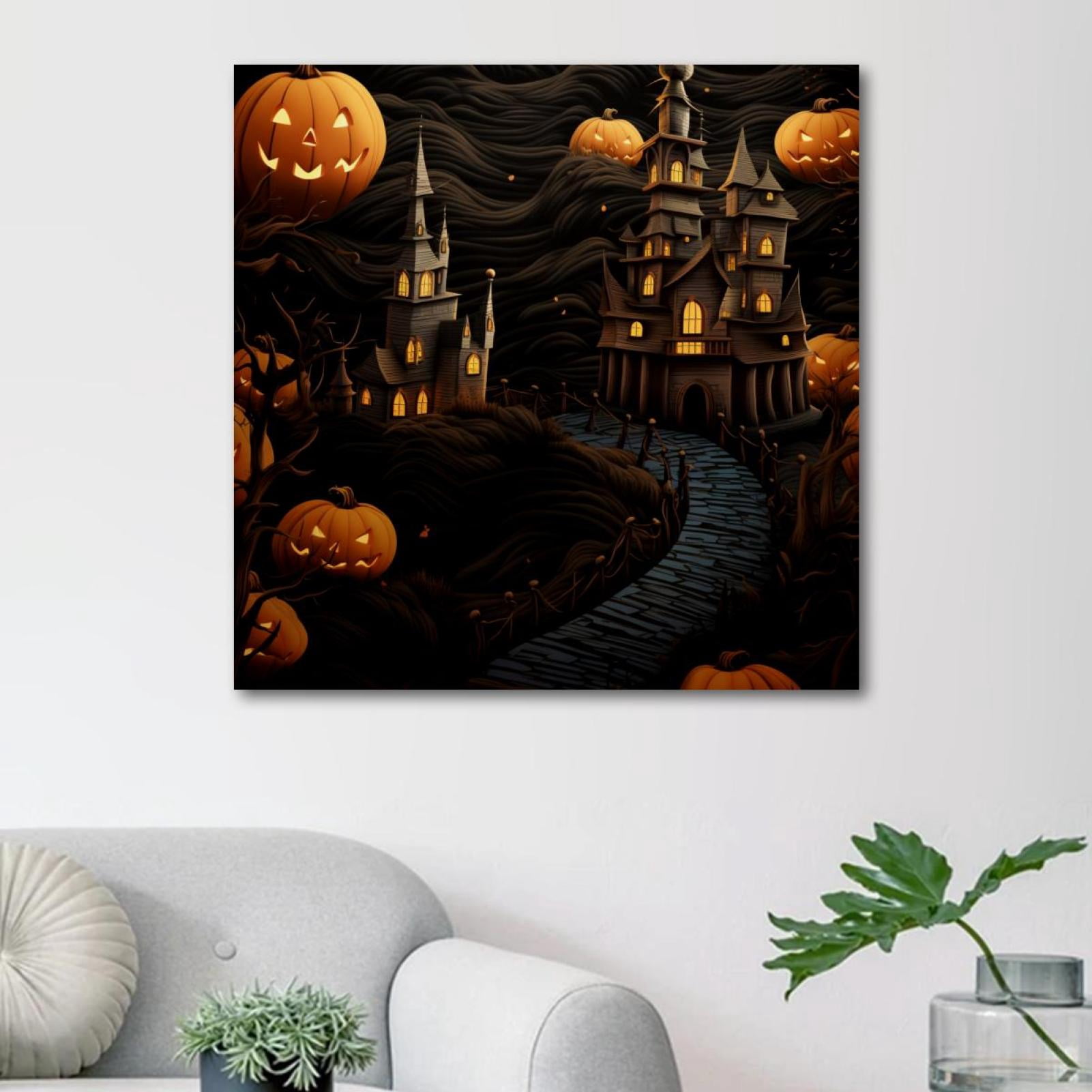 OWNSERIES Halloween Castle Pattern Canvas Wall Art Paintings for Living ...