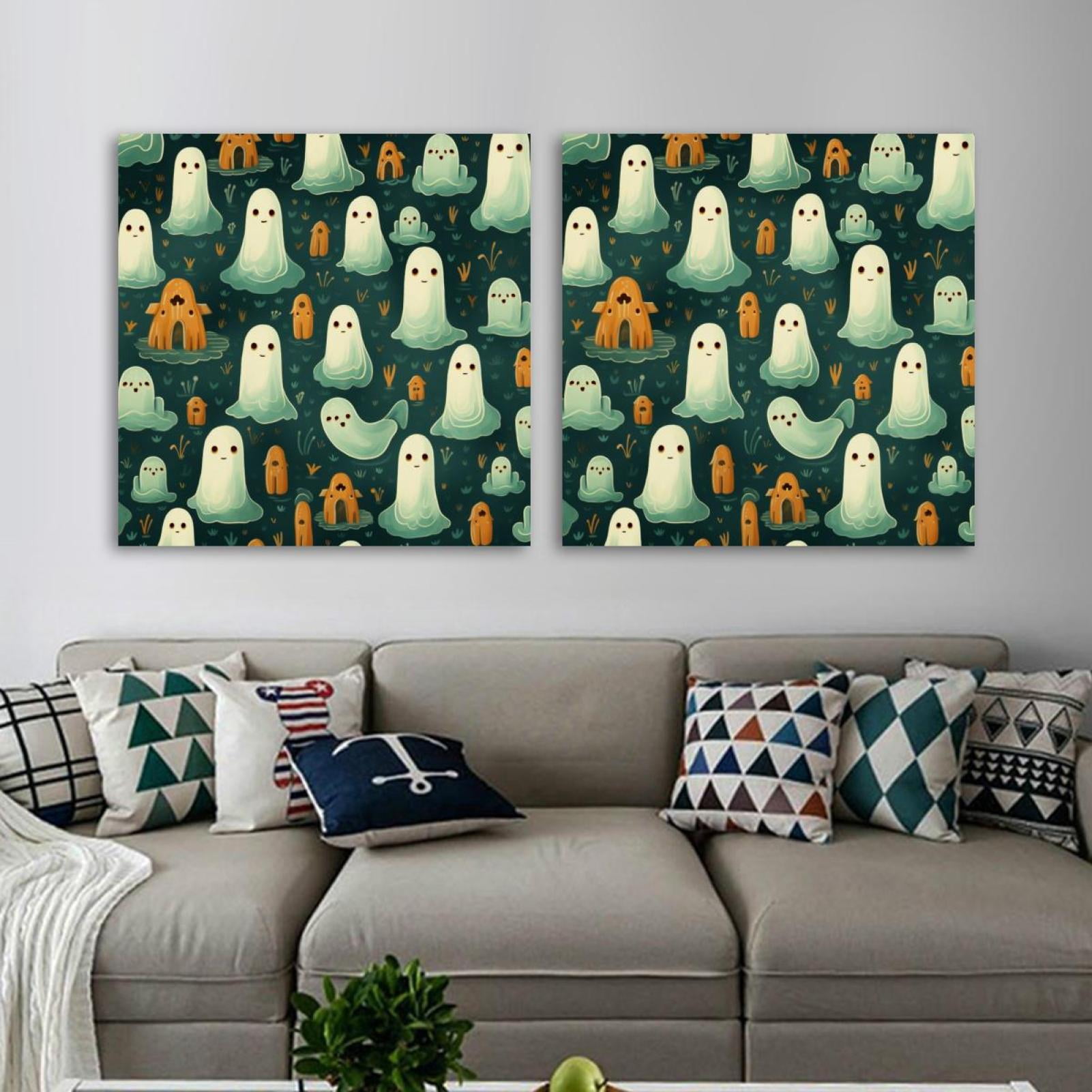 OWNSERIES Halloween Ghost Pattern 2PC Canvas Wall Art Paintings for ...