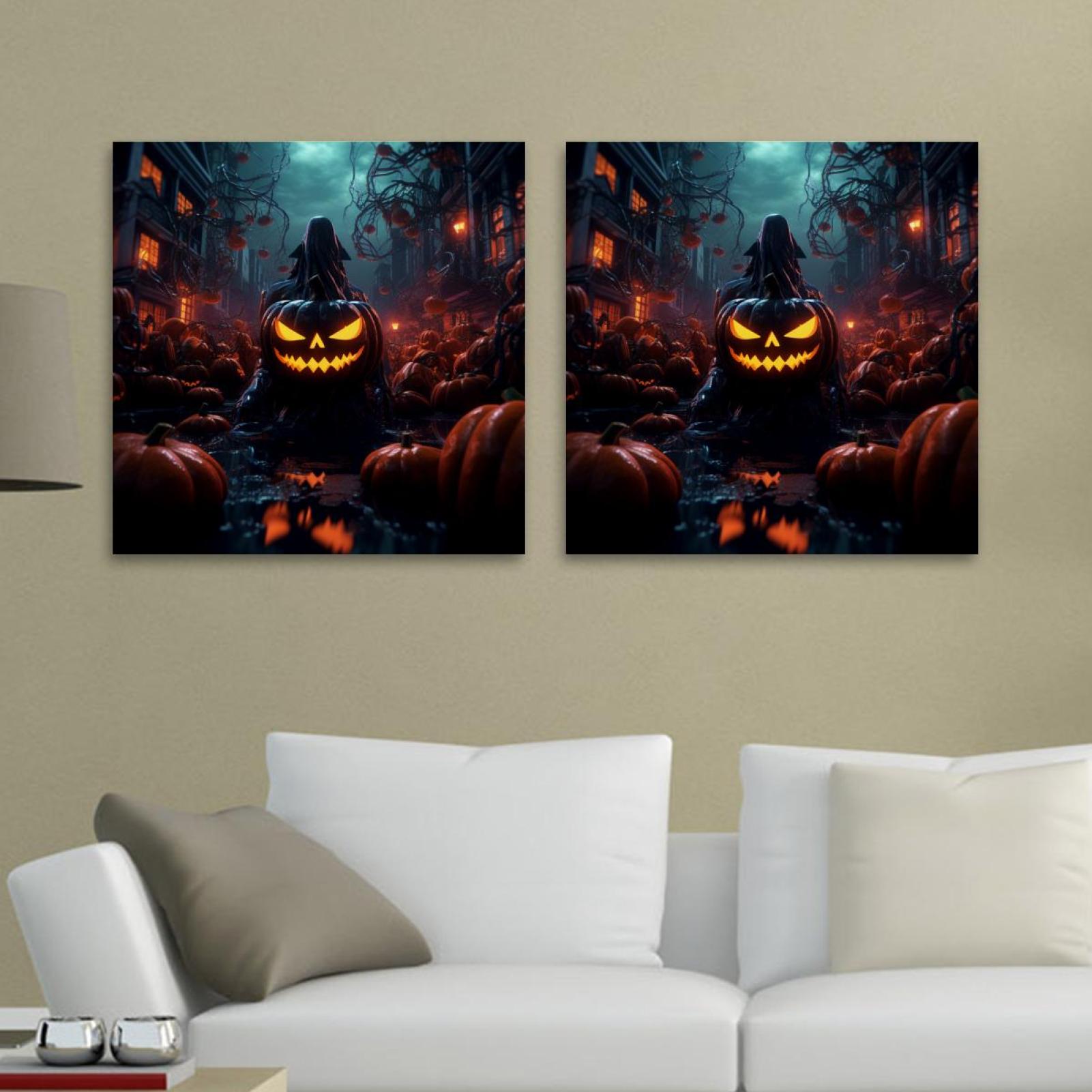 OWNSERIES Halloween Pattern 2PC Canvas Wall Art Paintings for Living ...