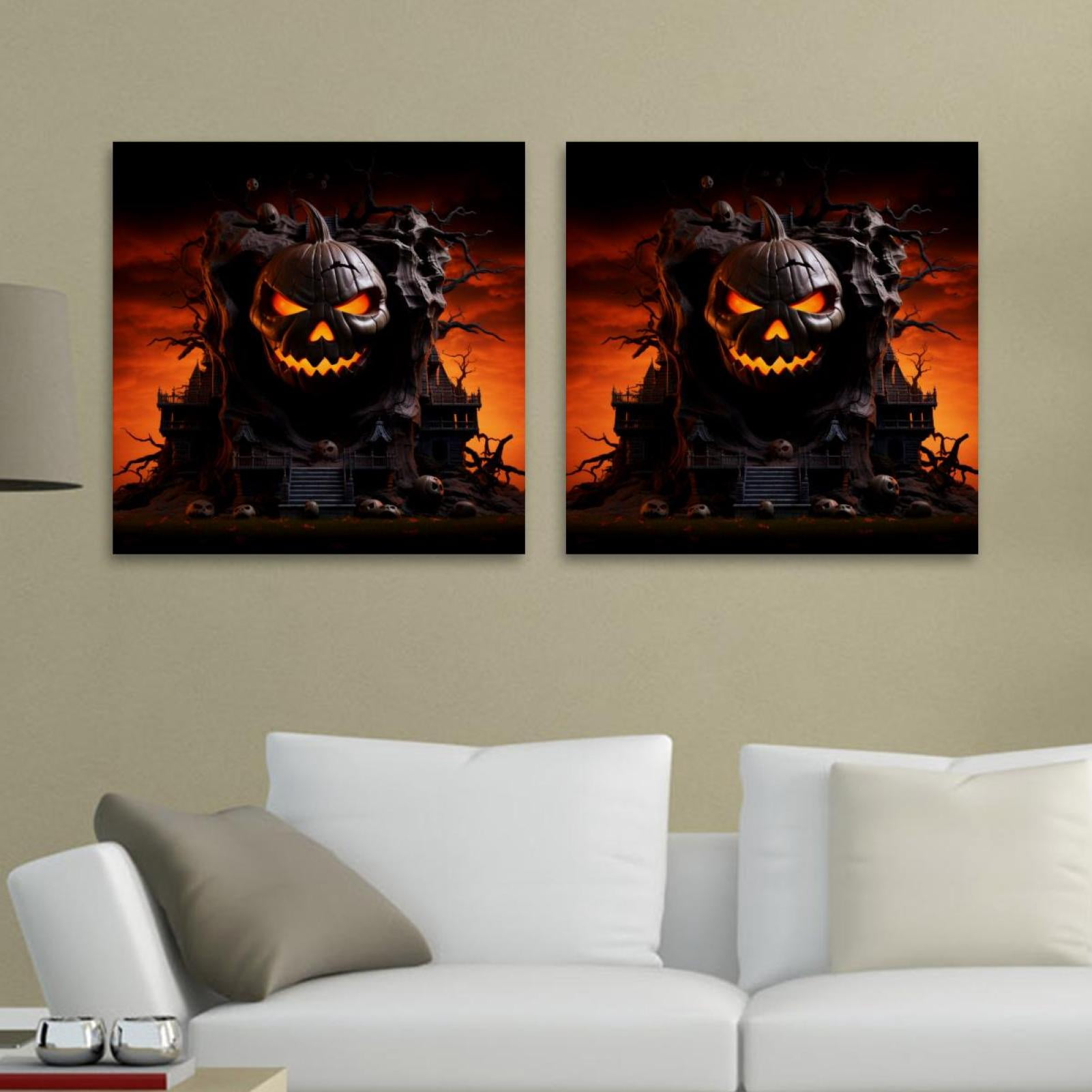 OWNSERIES Halloween Pattern 2PC Canvas Wall Art Paintings for Living ...