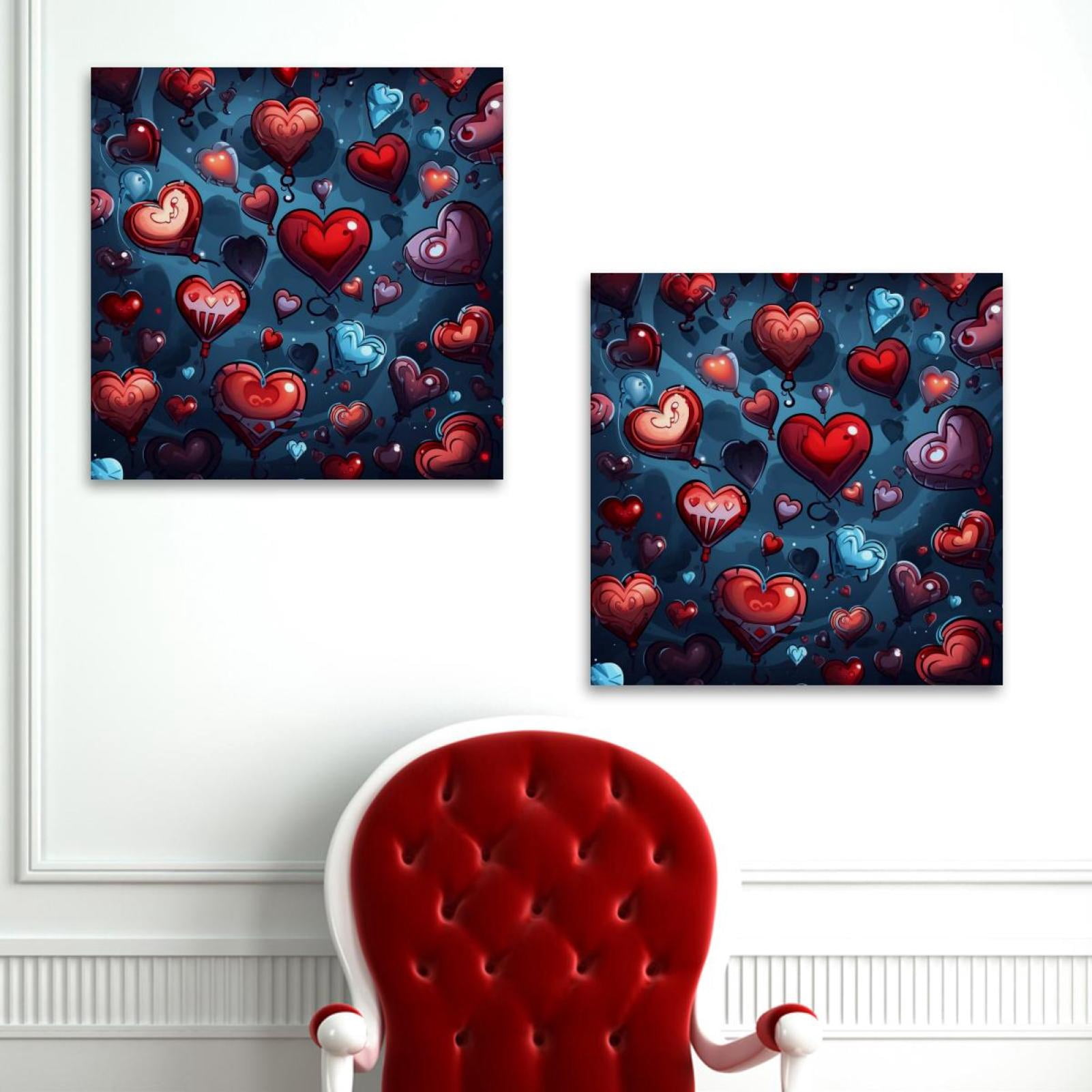 OWNSERIES Hearts and Warriors Pattern 2PC Canvas Wall Art Paintings for ...