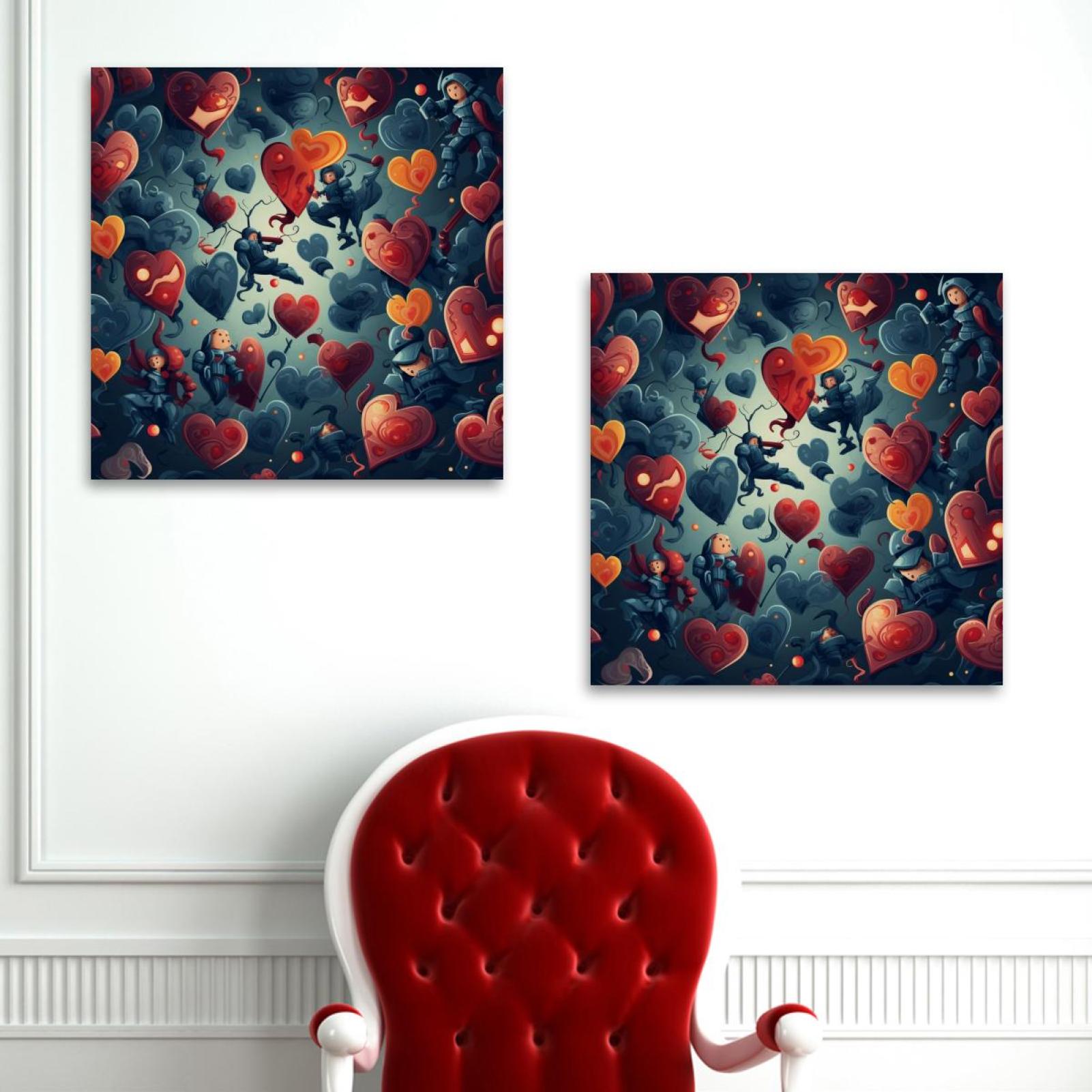 OWNSERIES Hearts and Warriors Pattern 2PC Canvas Wall Art Paintings for ...