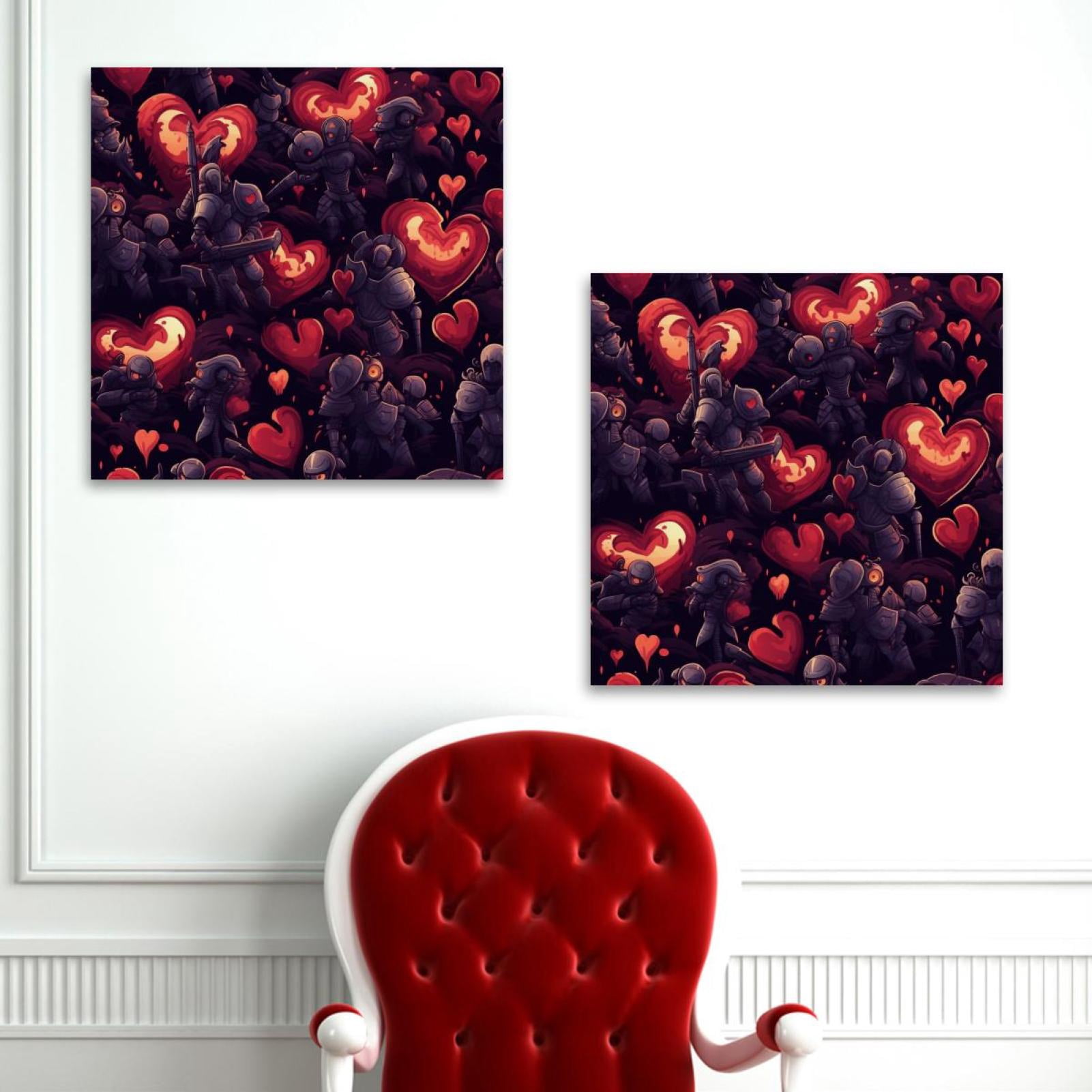 OWNSERIES Hearts and Warriors Pattern 2PC Canvas Wall Art Paintings for ...