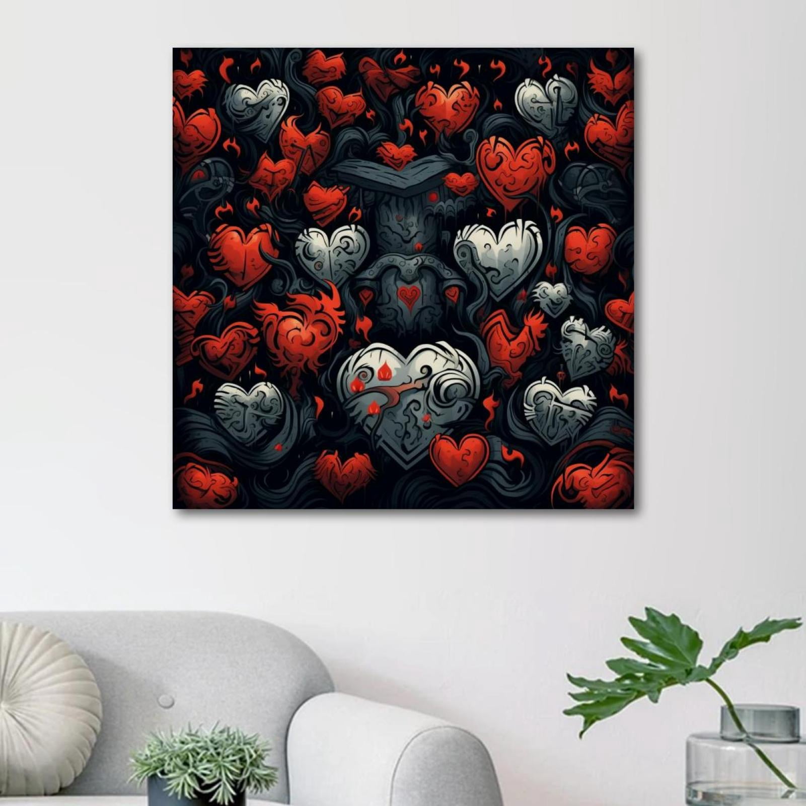 OWNSERIES Hearts and Warriors Pattern Canvas Wall Art Paintings for ...