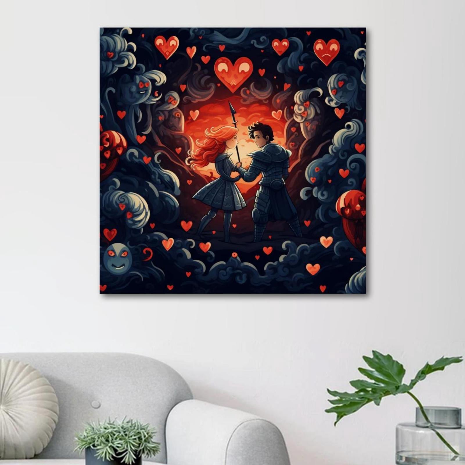 OWNSERIES Hearts and Warriors Pattern Canvas Wall Art Paintings for ...