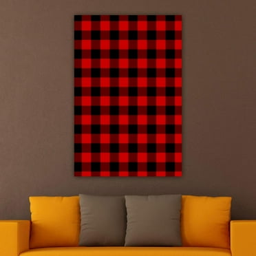 OWNSERIES Home Decor Black Red Buffalo Pattern Canvas Wall Art Paintings for Living Room - Canvas Framed Print Wall Artworks Ship From US Warehouse