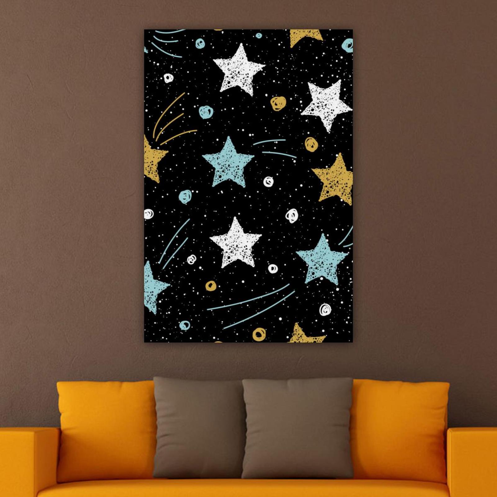 OWNSERIES Home Decor Blue White Yellow Star Pattern Black Pattern ...