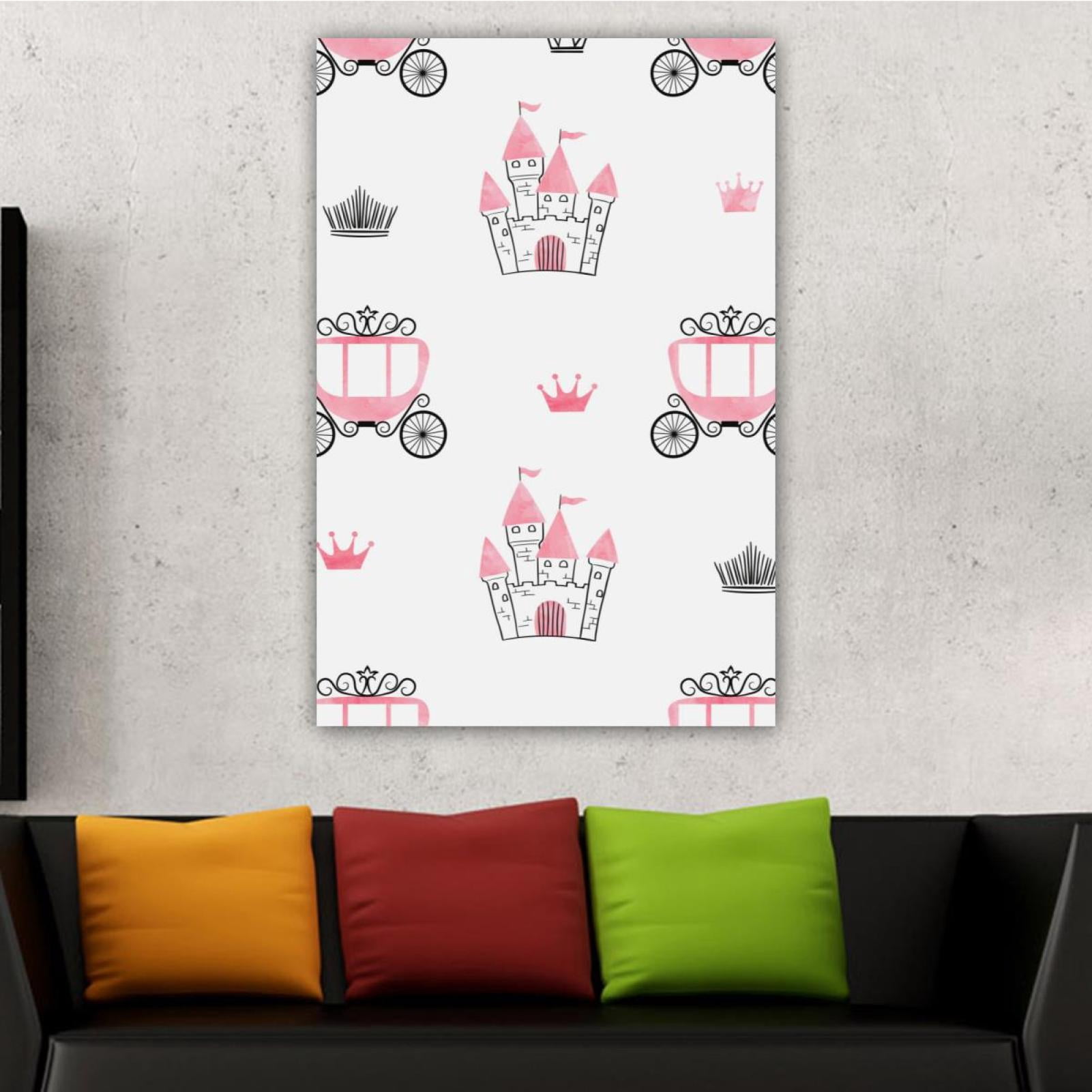 OWNSERIES Home Decor Castles Crowns Carriages Princess Pattern Canvas ...