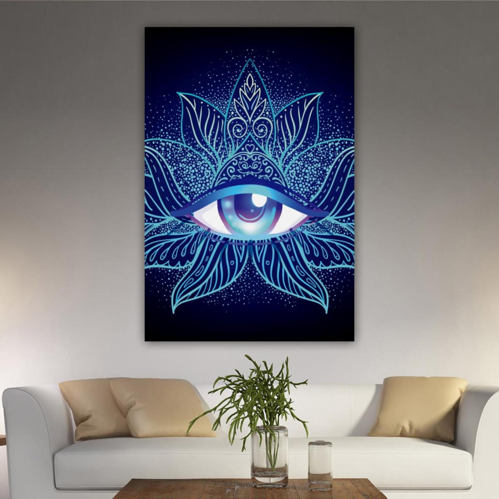 OWNSERIES Home Decor Chinese Dragon Blue Eye Pattern Canvas Wall Art ...