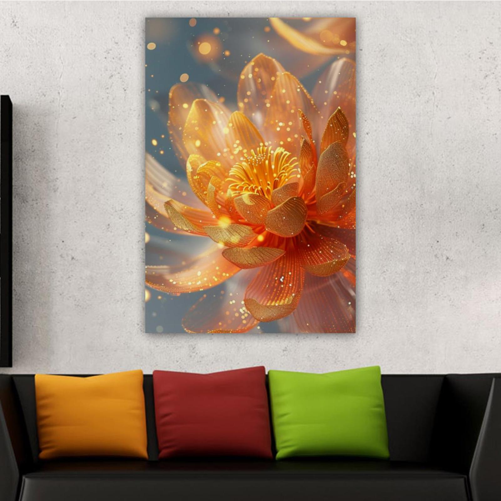 OWNSERIES Home Decor Colorful Golden Stamens Pattern Canvas Wall Art ...