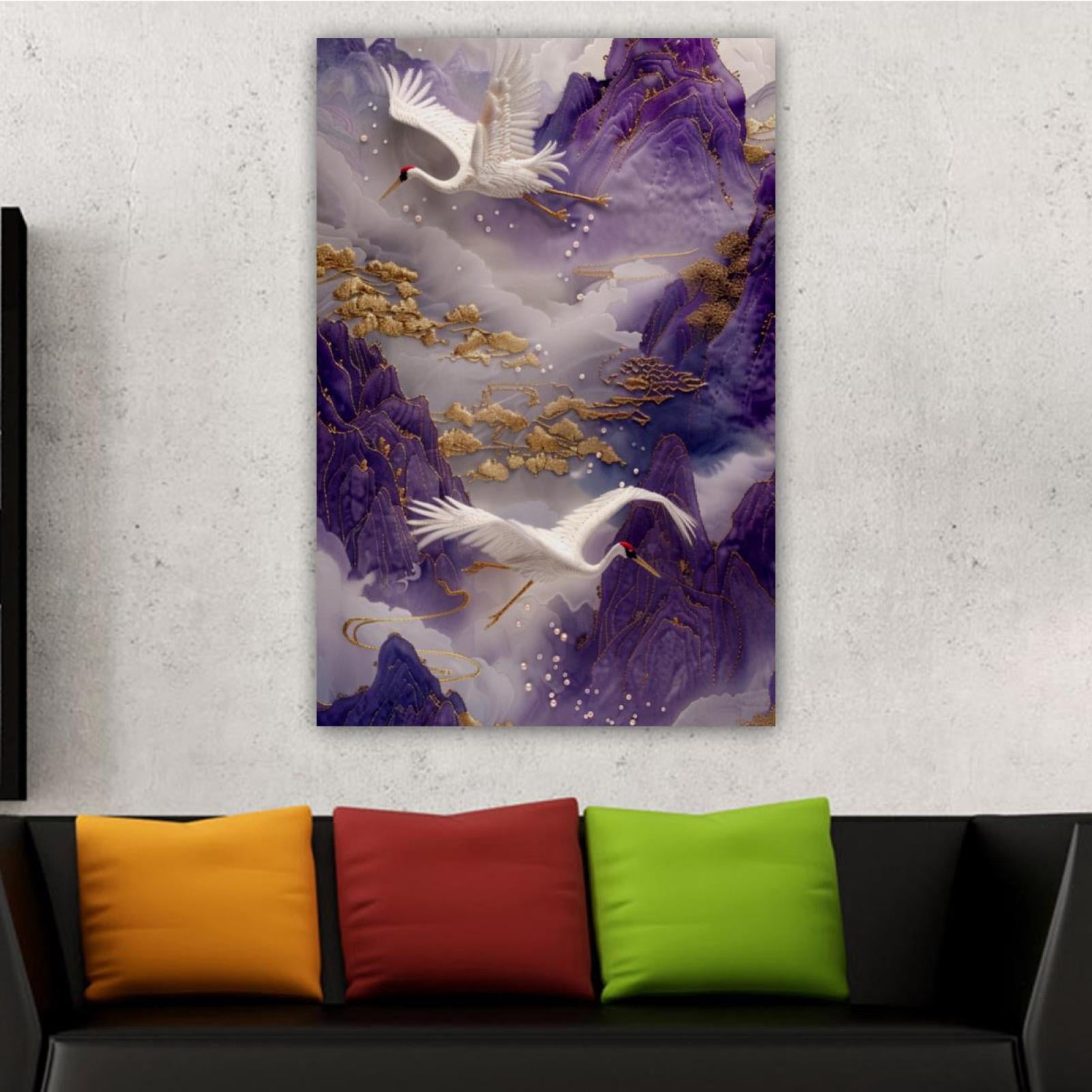 OWNSERIES Home Decor Crane Roars To the Sky Pattern Canvas Wall Art ...