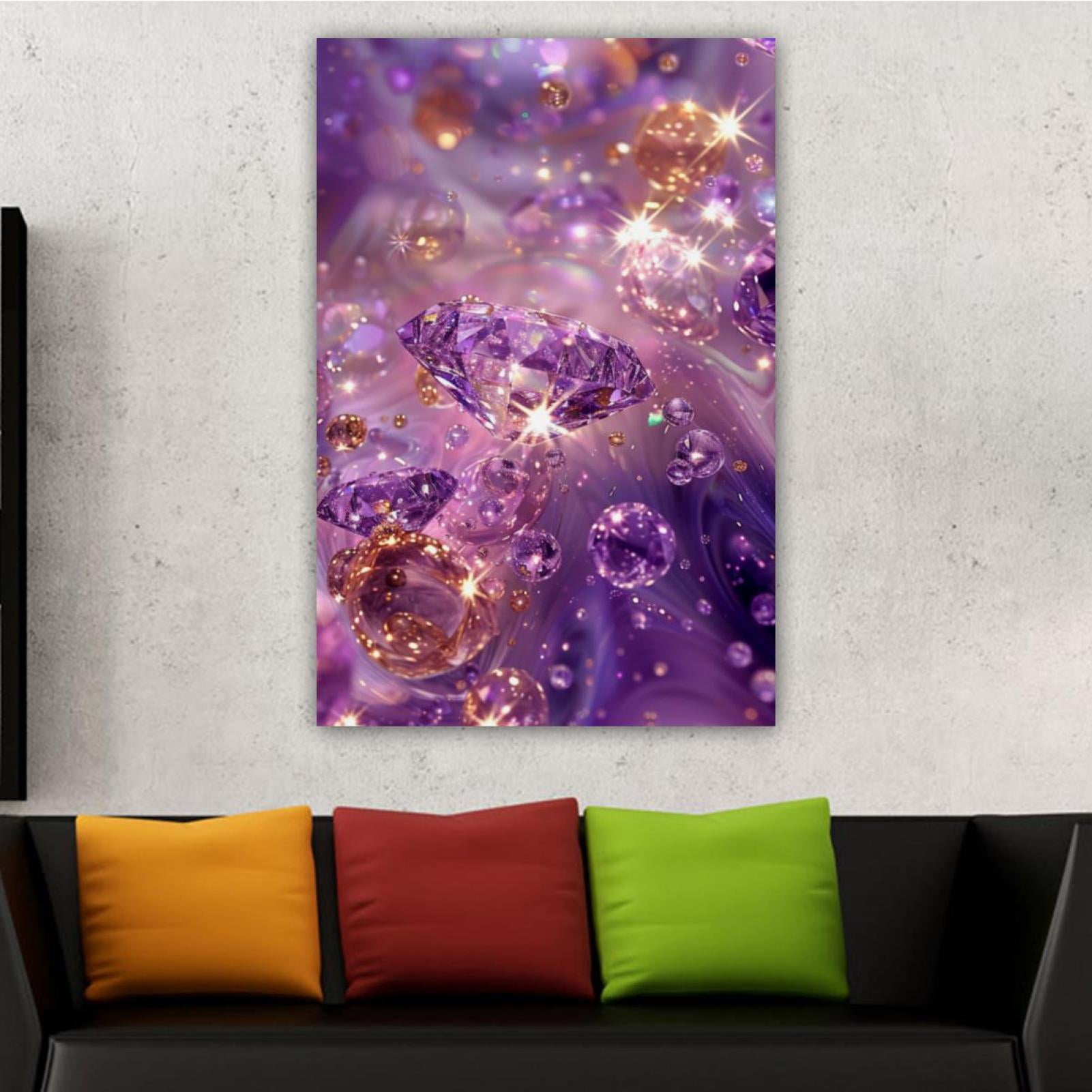OWNSERIES Home Decor Crystal Purple Diamond Pattern Canvas Wall Art ...