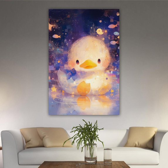 OWNSERIES Home Decor Cute Little Duck Canvas Wall Art Paintings for Living Room - Canvas Framed Print Wall Artworks Ship From US Local Warehouse