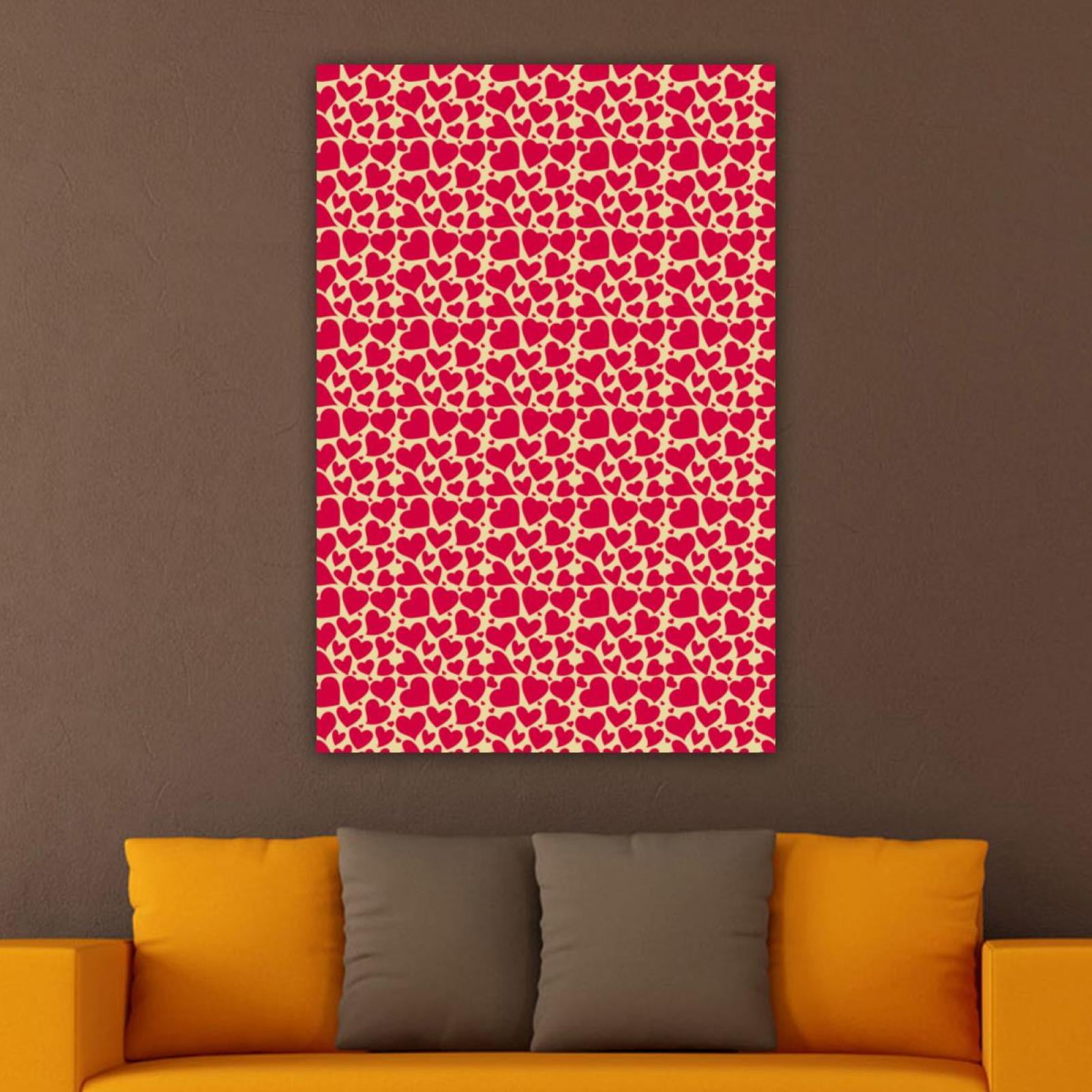 OWNSERIES Home Decor Cute Pink Hearts Pattern Background Pattern Canvas ...