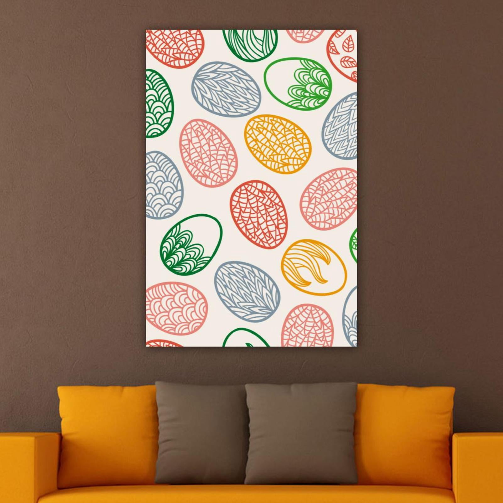 OWNSERIES Home Decor Easter Eggs Pattern with Ornaments Pattern Canvas