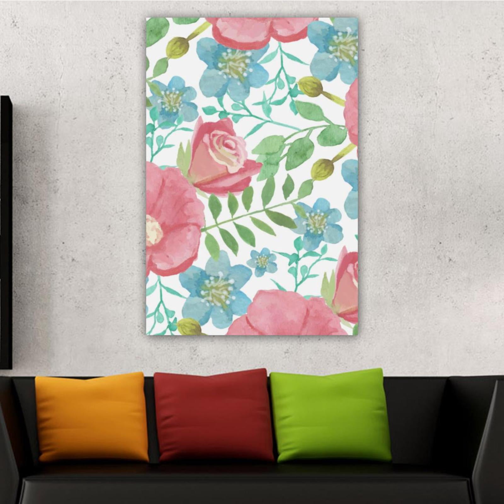 OWNSERIES Home Decor Floral Acuarela Colores Pattern Canvas Wall Art ...