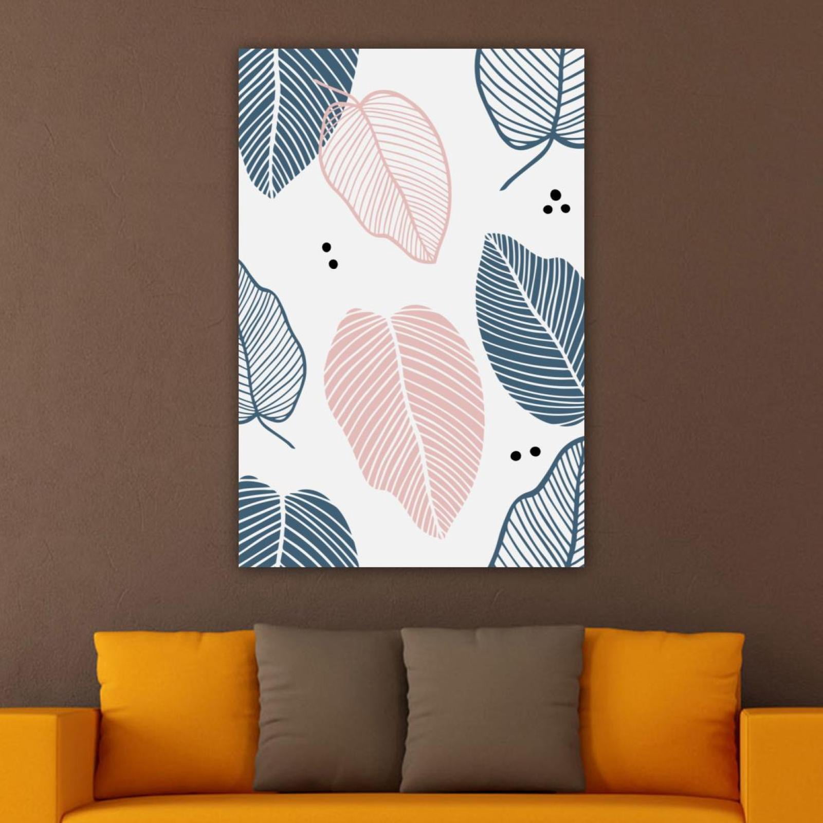 OWNSERIES Home Decor Floral Leaves in Flat Style Pattern Canvas Wall ...