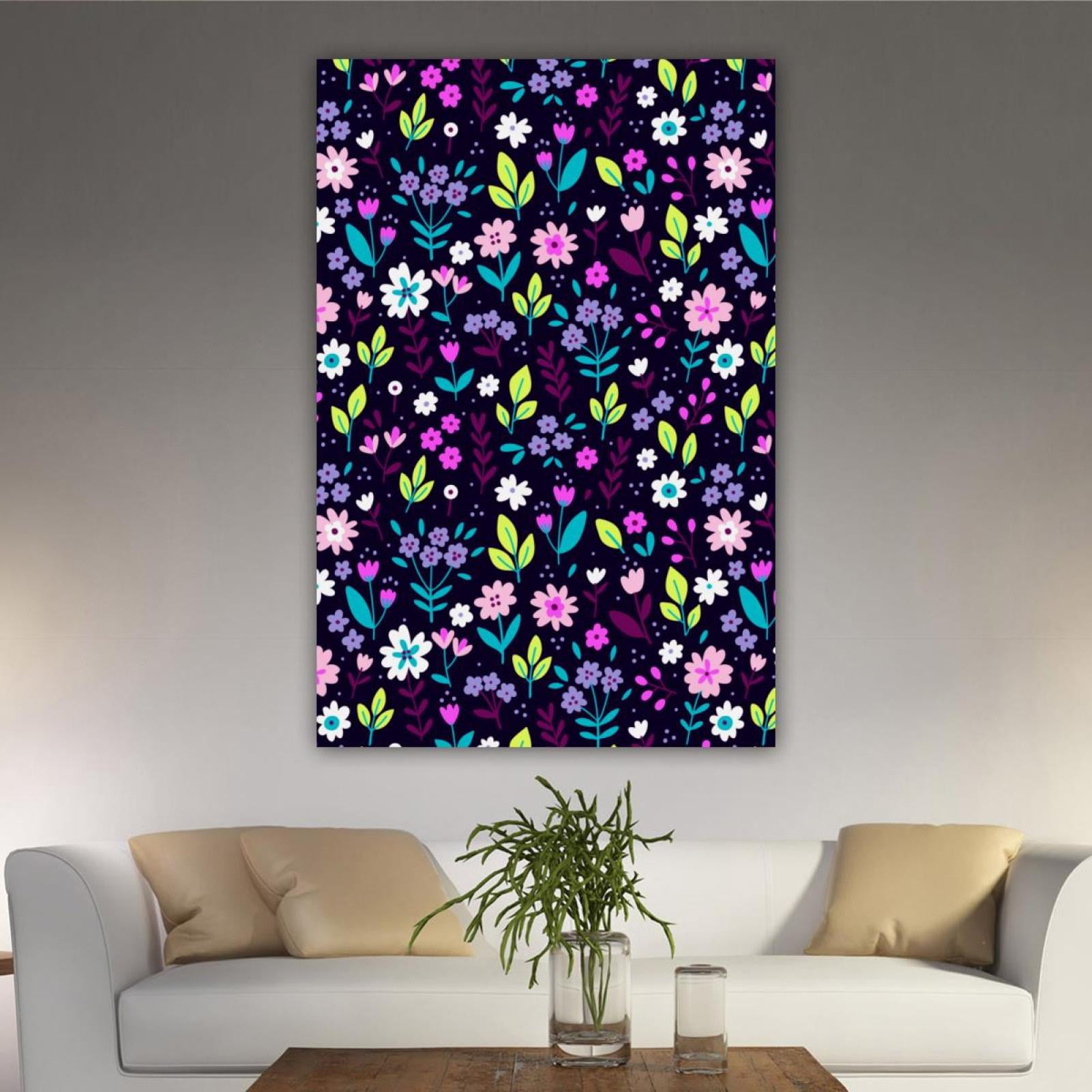 OWNSERIES Home Decor Flower Purple Pattern Canvas Wall Art Paintings ...