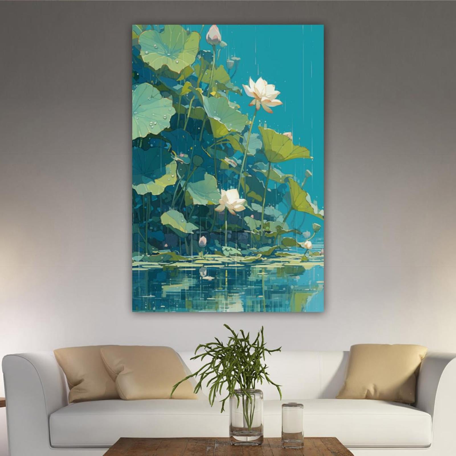 OWNSERIES Home Decor Flowers in the Rain Canvas Wall Art Paintings for ...