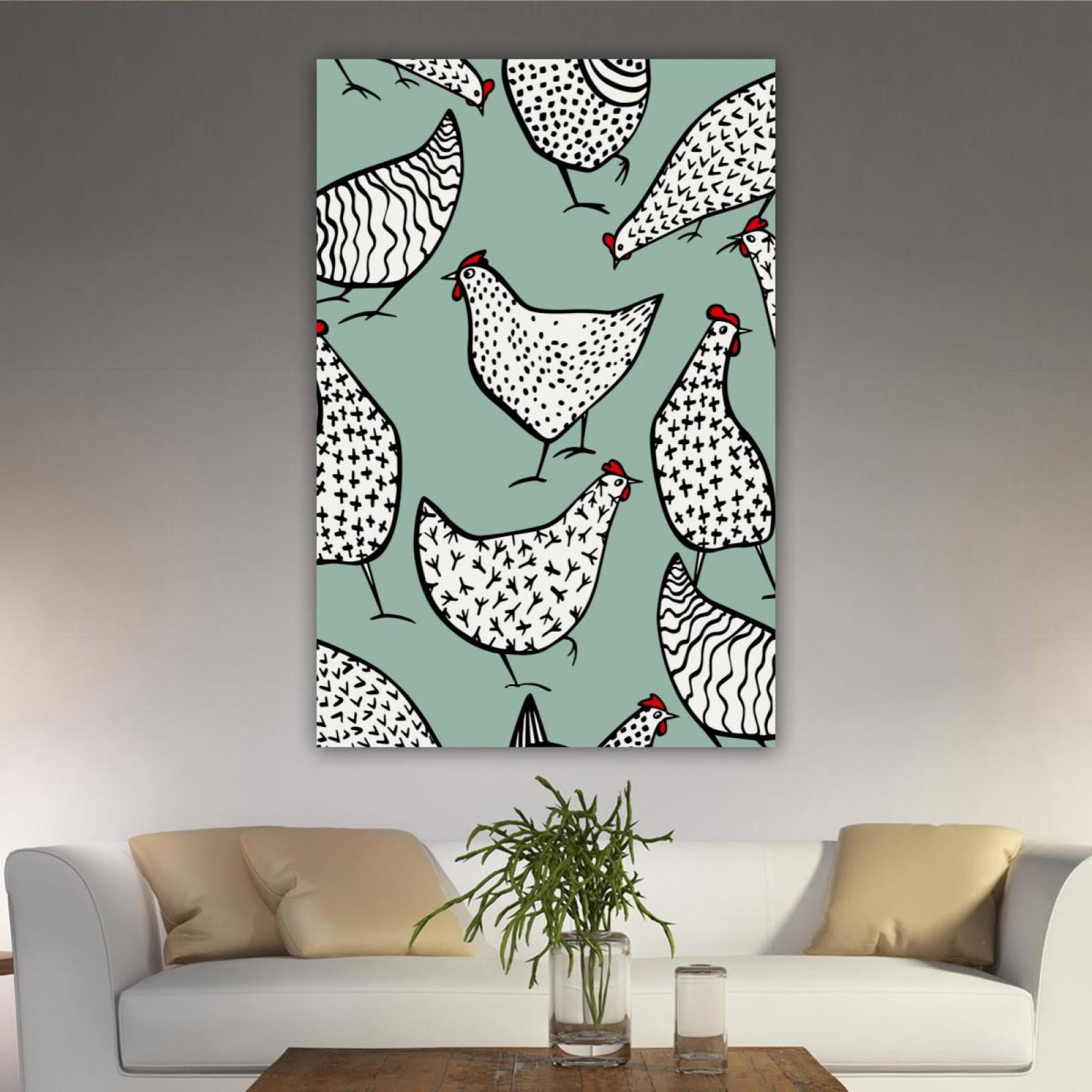 OWNSERIES Home Decor Funny Animal Chicken Roster Pattern Canvas Wall ...