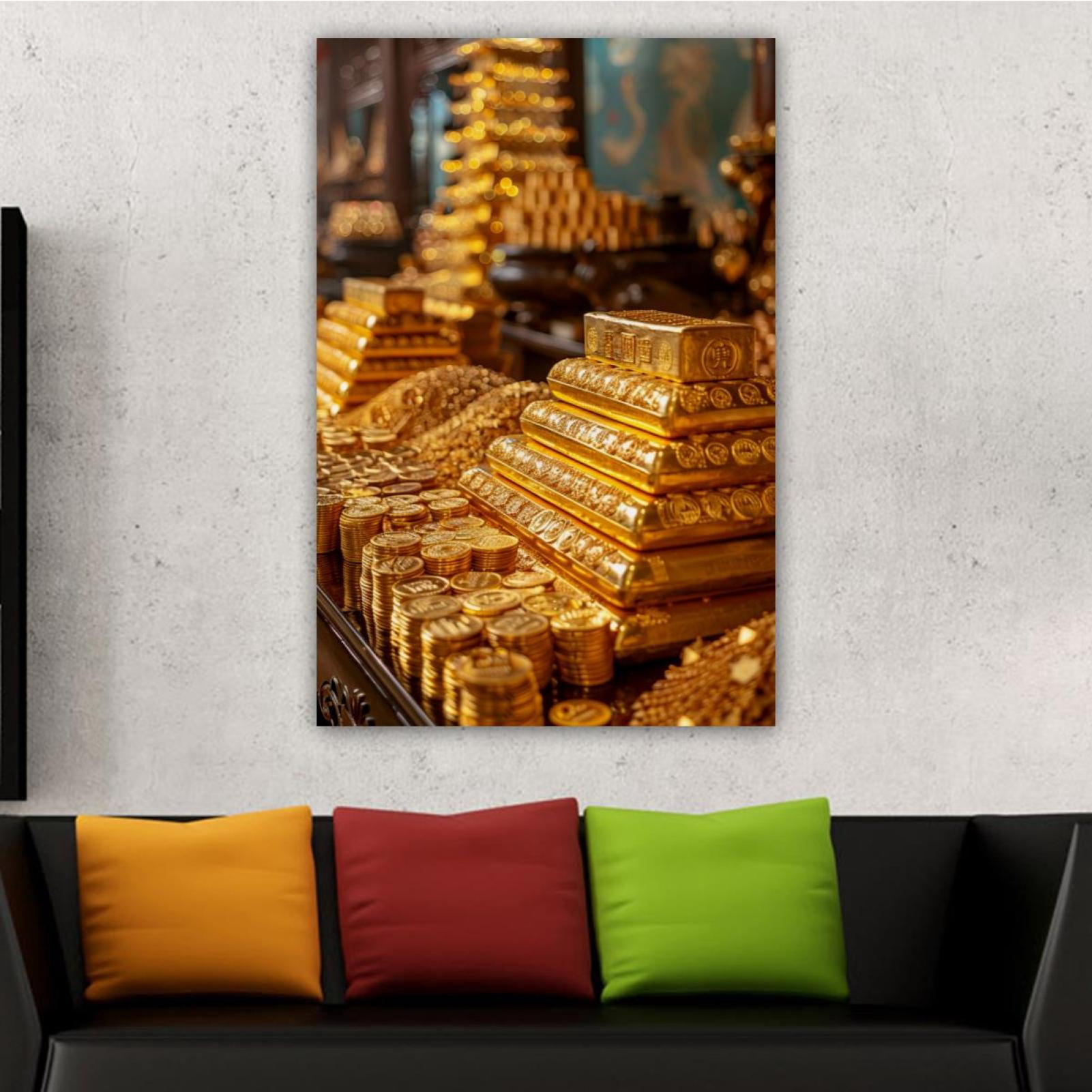 OWNSERIES Home Decor Gold Everywhere Pattern Canvas Wall Art Paintings ...