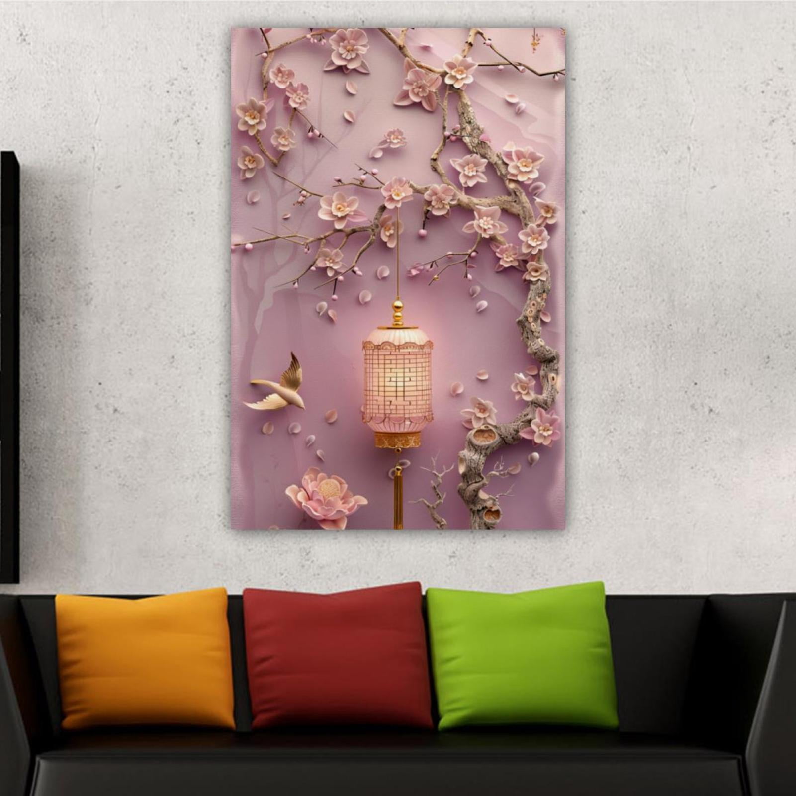 OWNSERIES Home Decor Golden Orchid Dream Pattern Canvas Wall Art ...