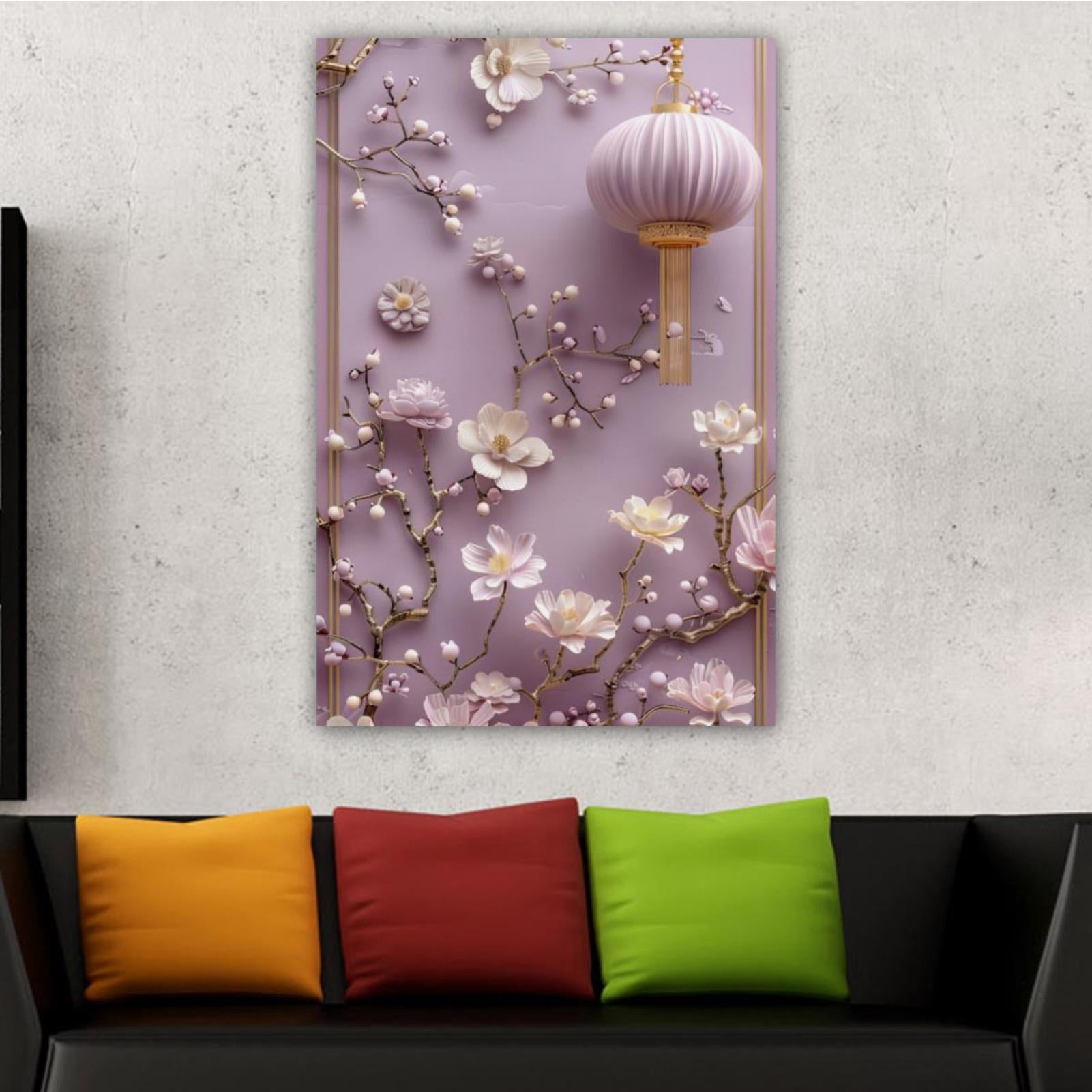 OWNSERIES Home Decor Golden Orchid Dream Pattern Canvas Wall Art ...