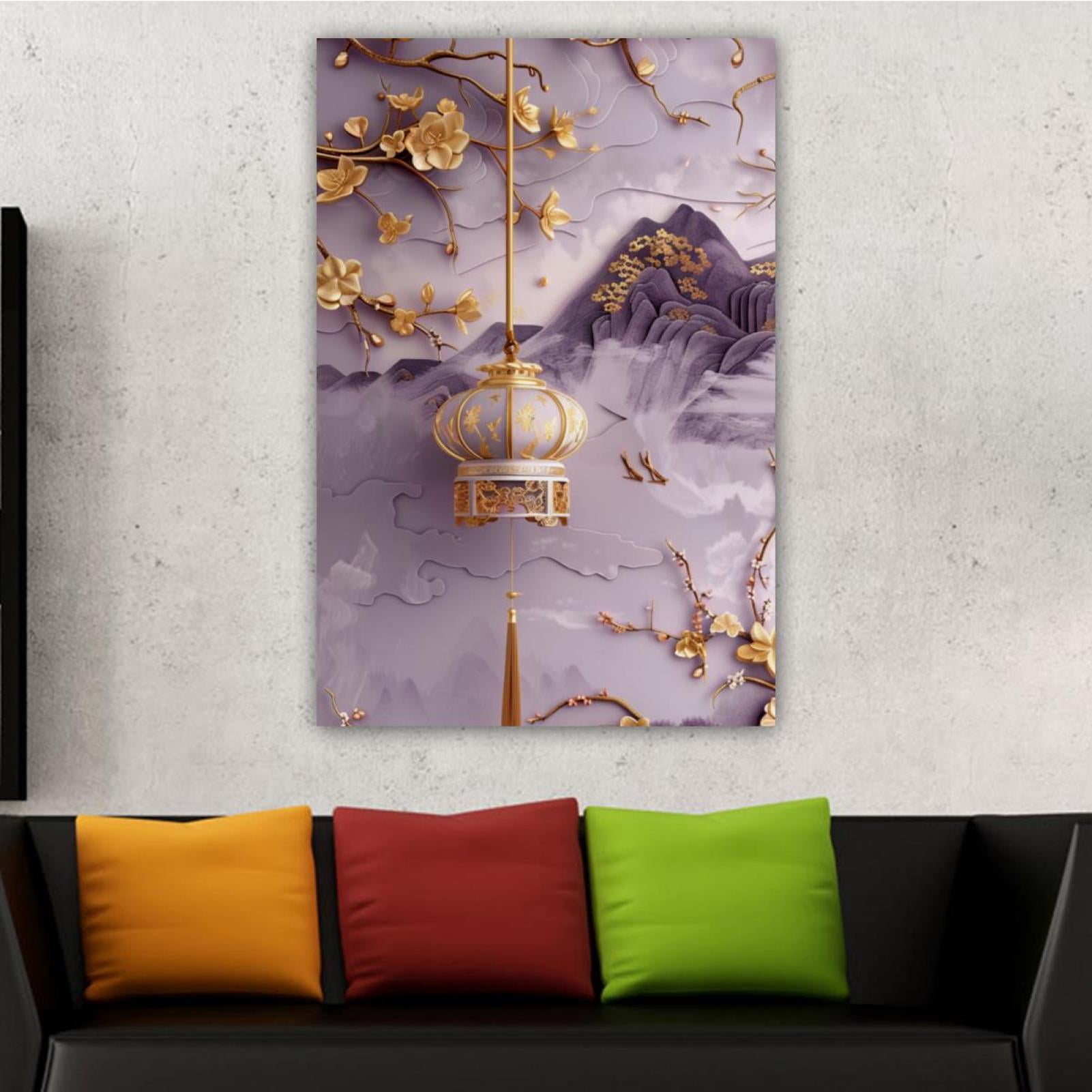 OWNSERIES Home Decor Golden Orchid Dream Pattern Canvas Wall Art ...