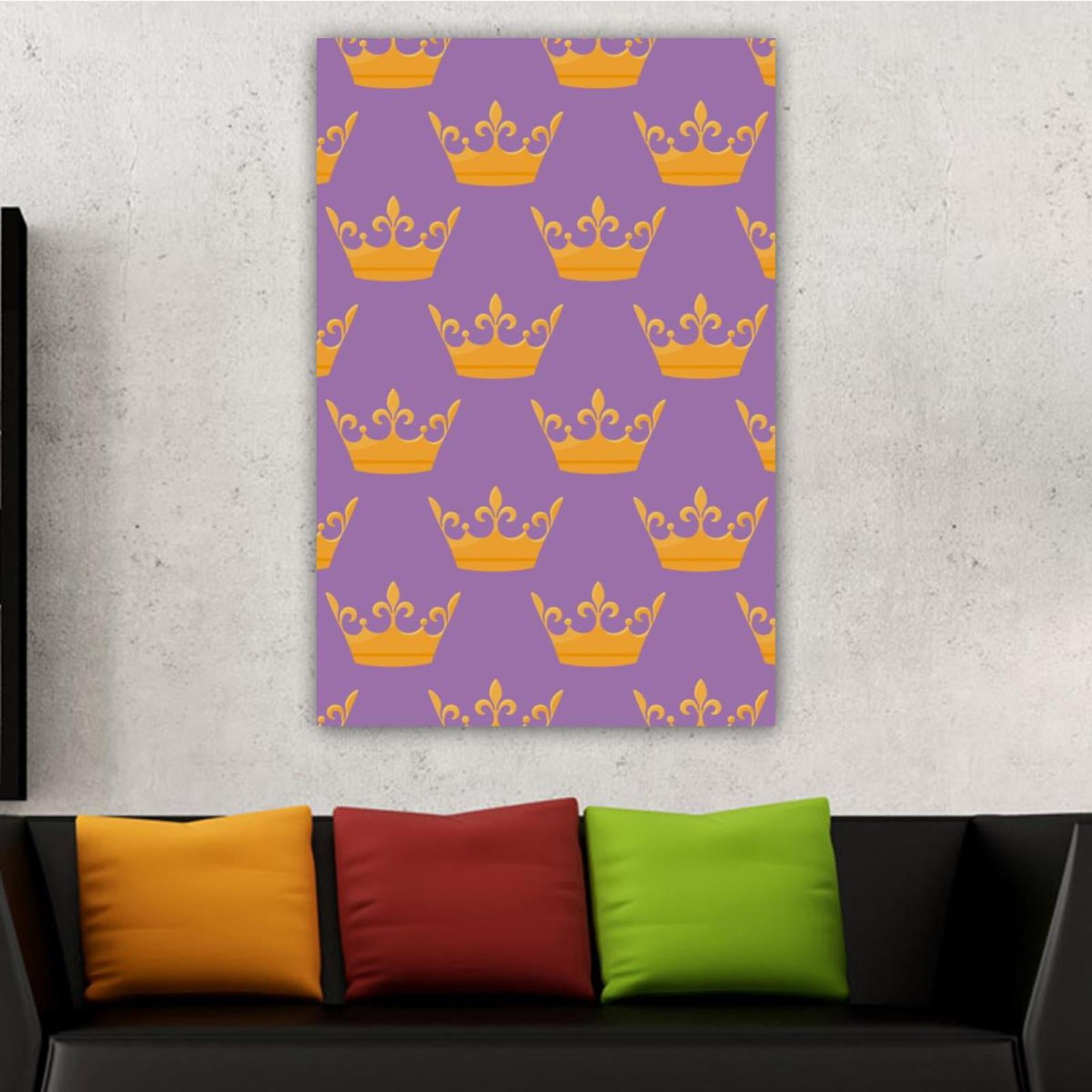 OWNSERIES Home Decor Golden Queen Crown Purple Background Pattern ...