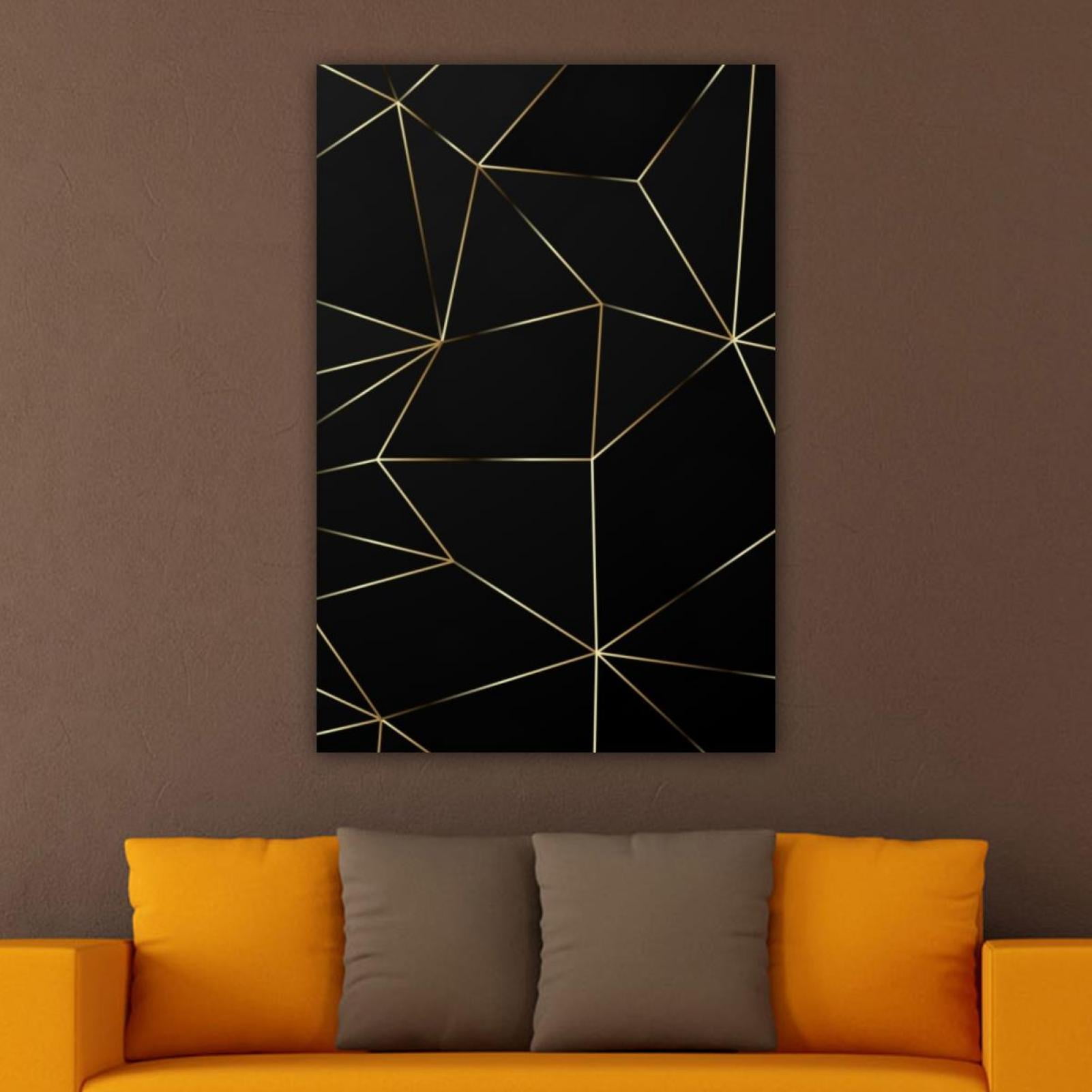 OWNSERIES Home Decor Golden Triangle Geometric Line Pattern in Black ...